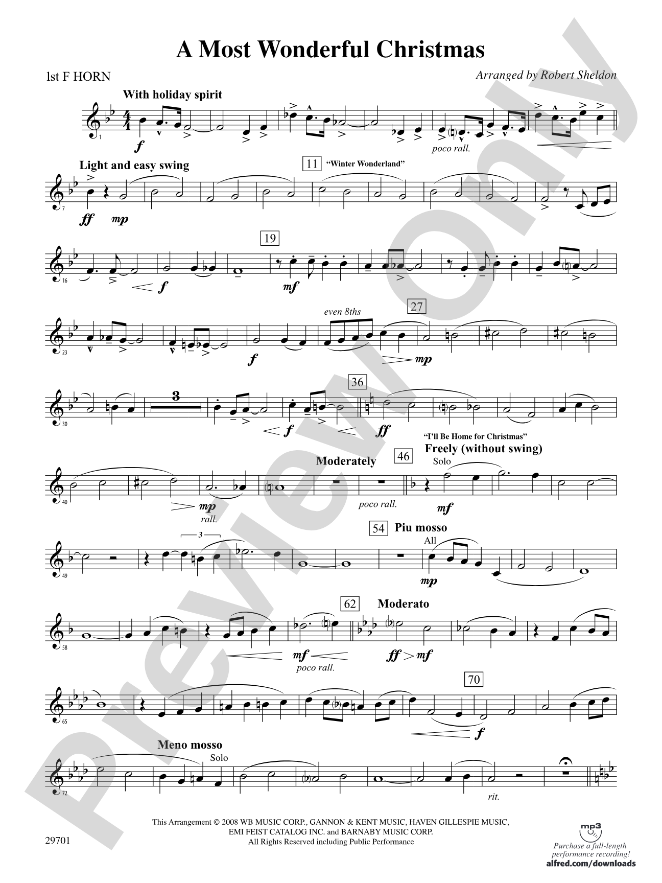 A Most Wonderful Christmas: 1st F Horn