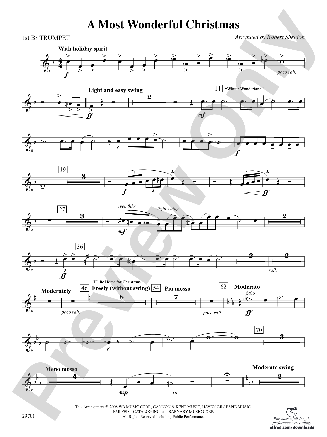 A Most Wonderful Christmas: 1st B-flat Trumpet