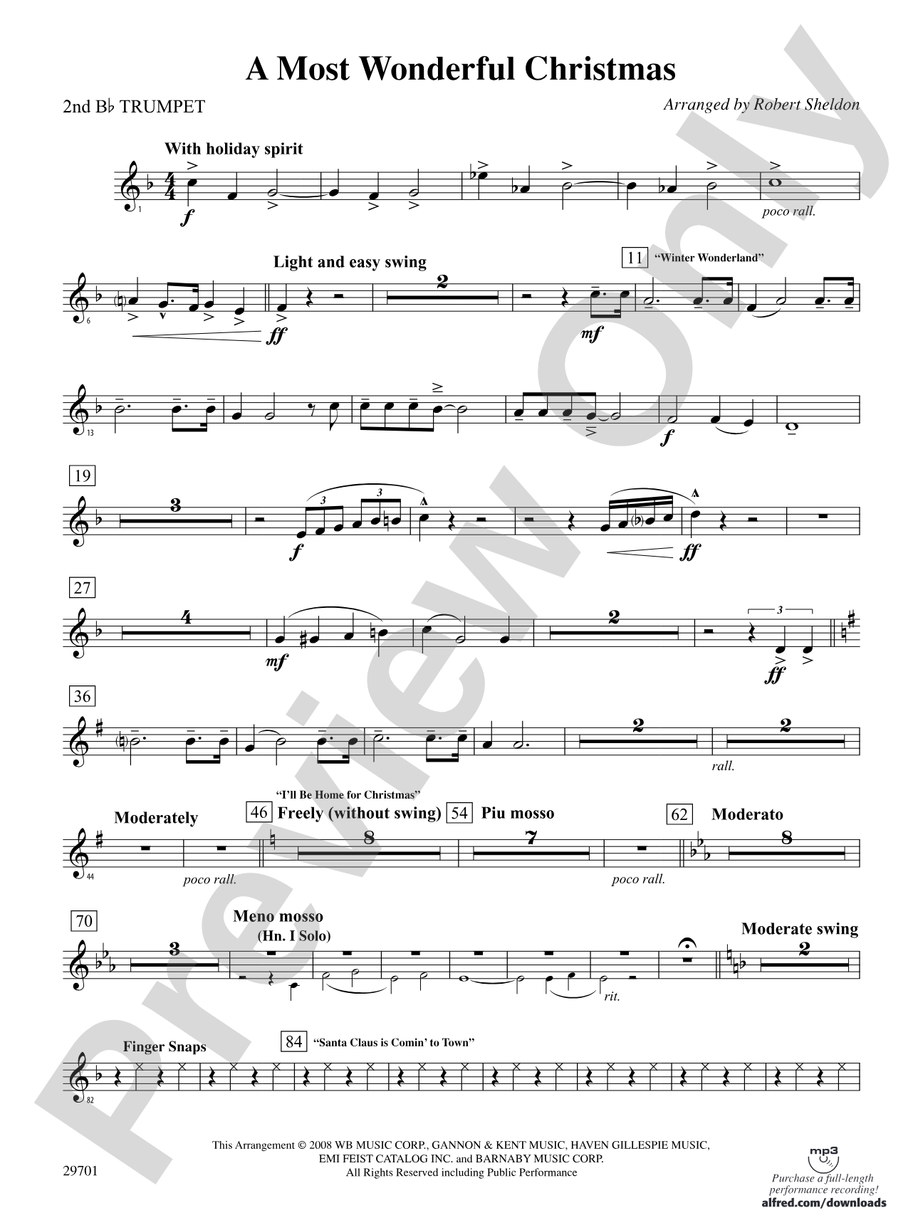 A Most Wonderful Christmas: 2nd B-flat Trumpet