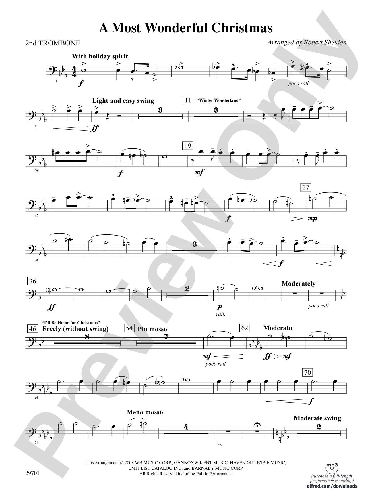 A Most Wonderful Christmas: 2nd Trombone