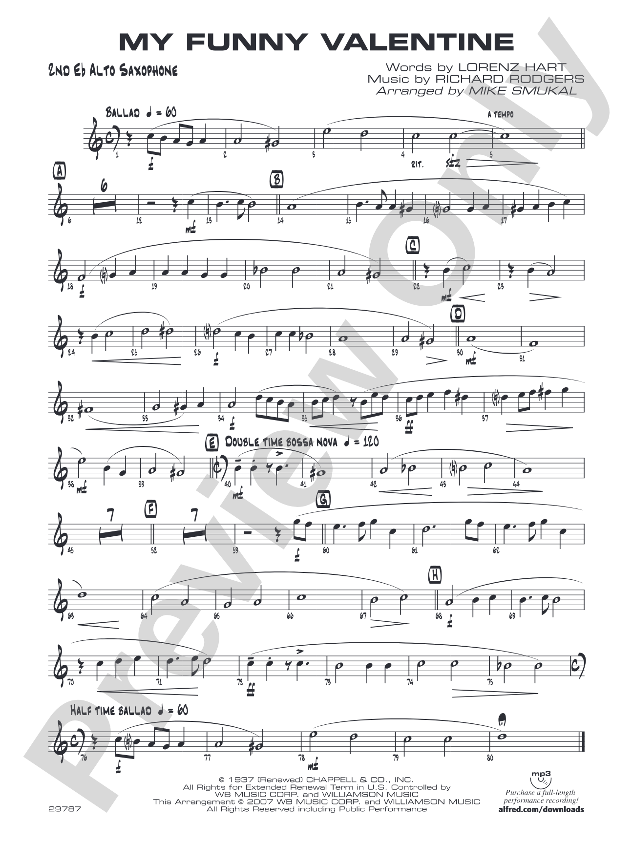 My Funny Valentine: 2nd E-flat Alto Saxophone