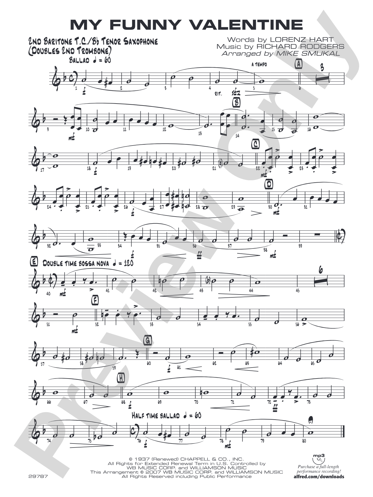 My Funny Valentine: 2nd Baritone T.C.