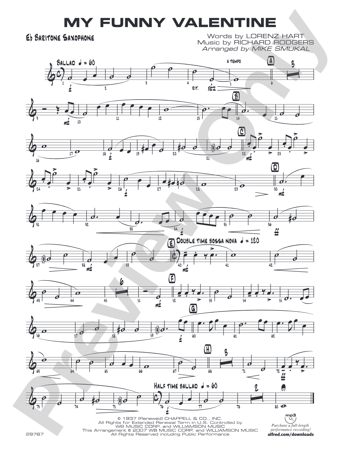 My Funny Valentine: E-flat Baritone Saxophone
