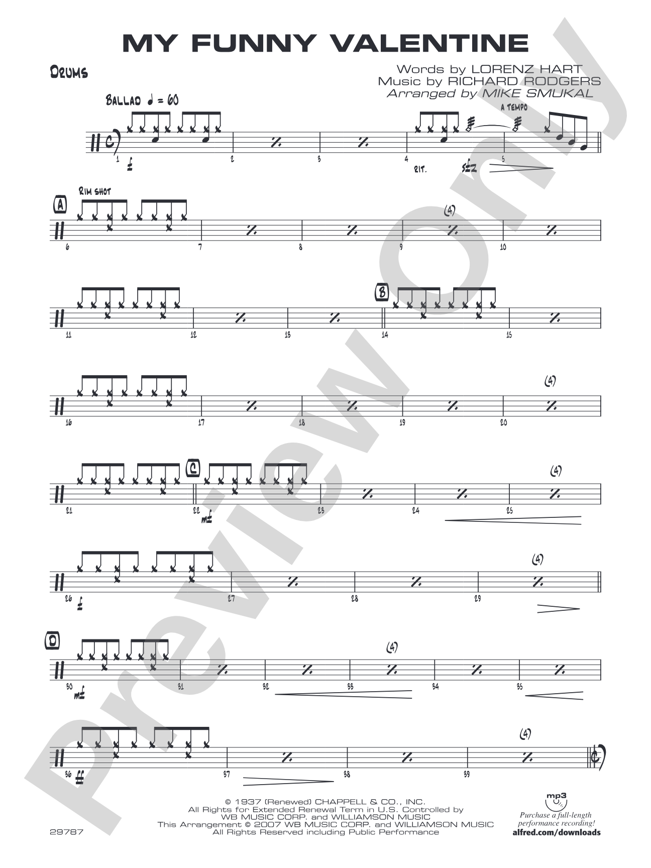 My Funny Valentine: Drums