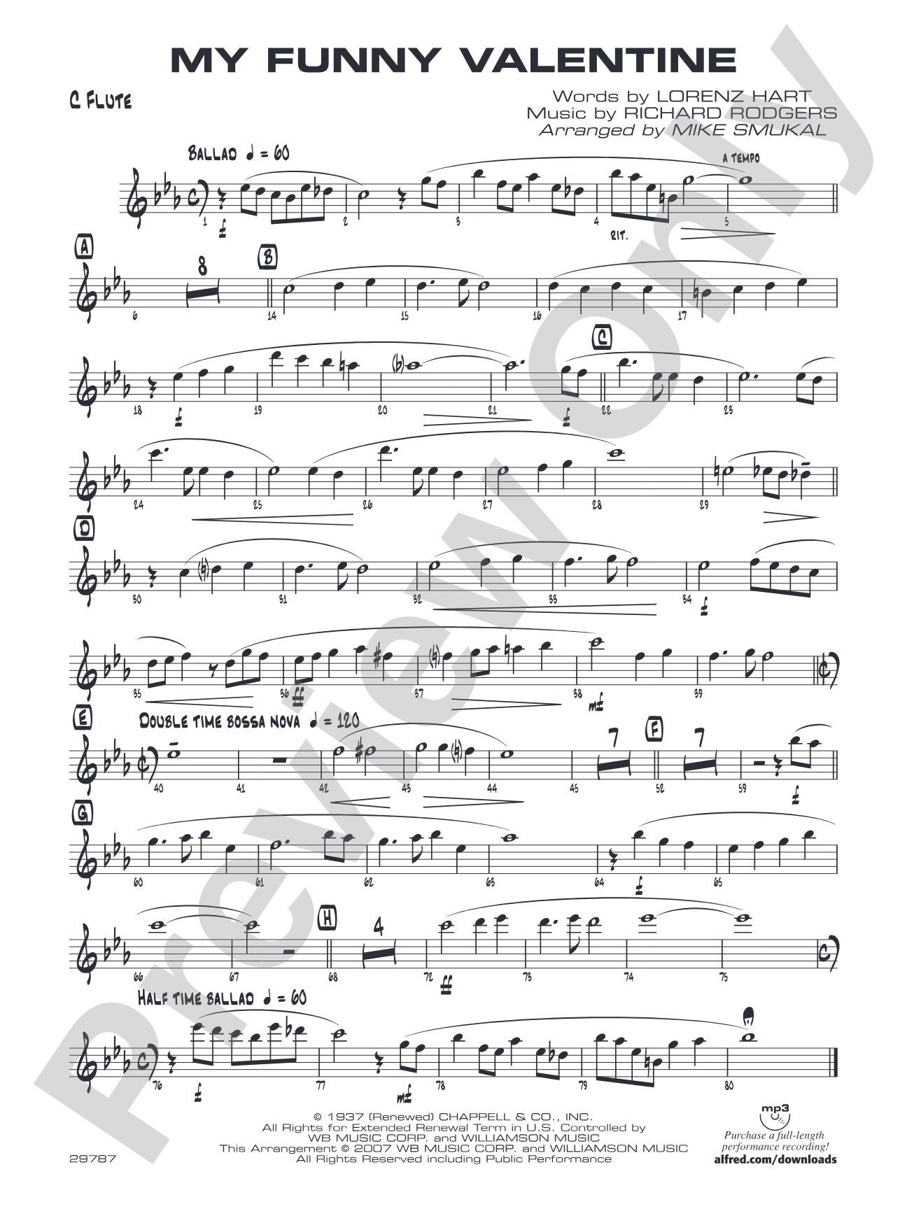 My Funny Valentine: Flute