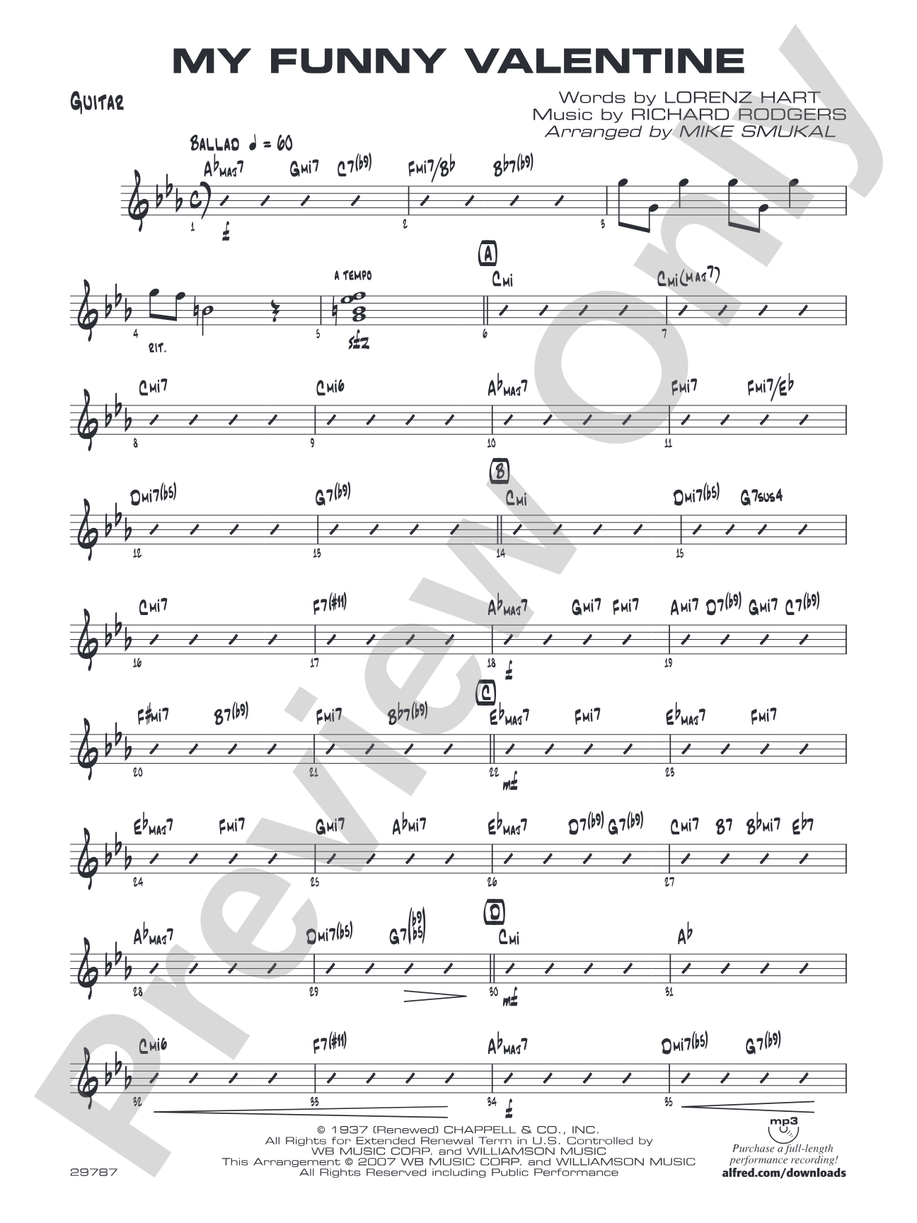 My Funny Valentine: Guitar
