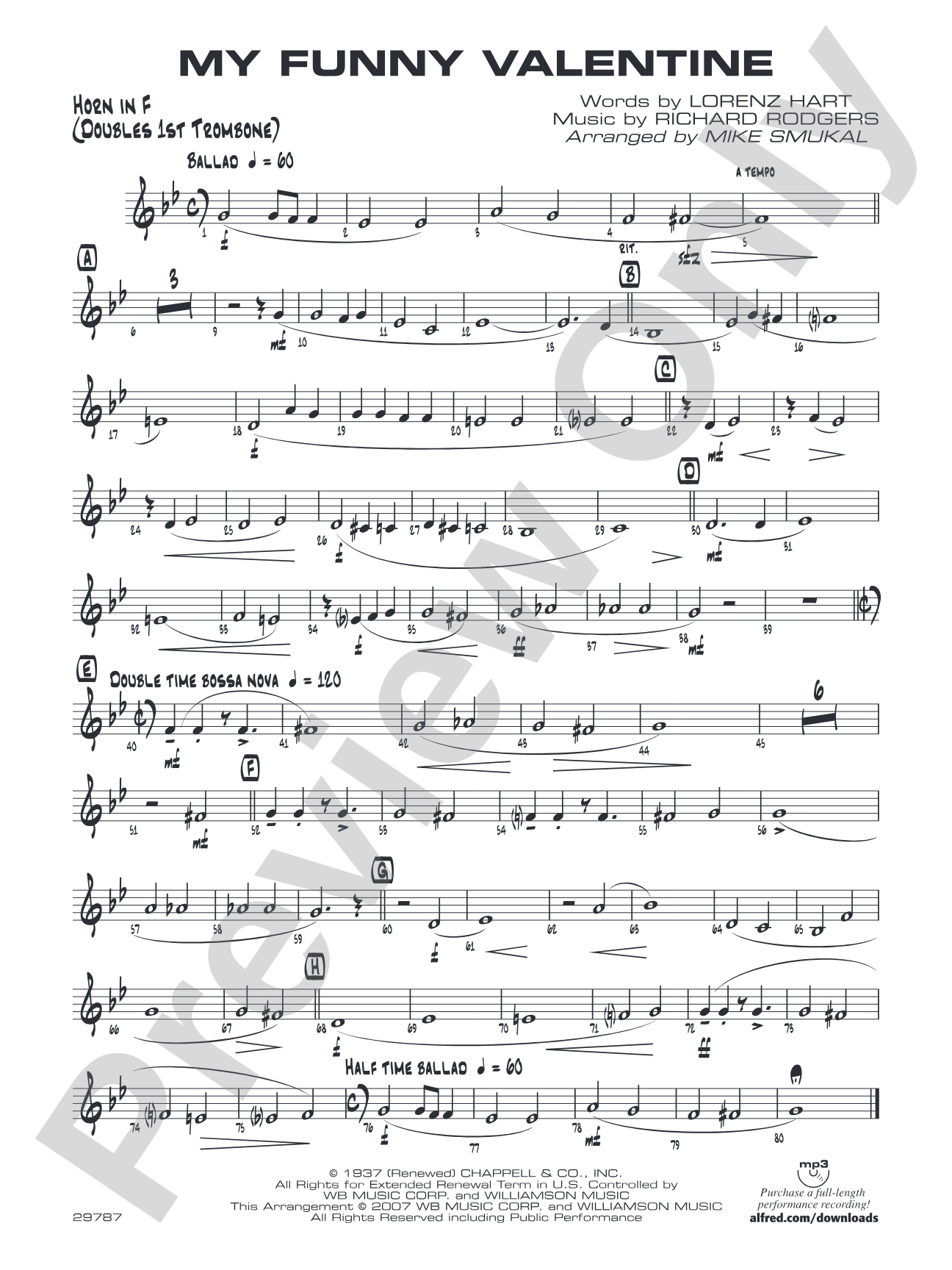 My Funny Valentine: 1st F Horn
