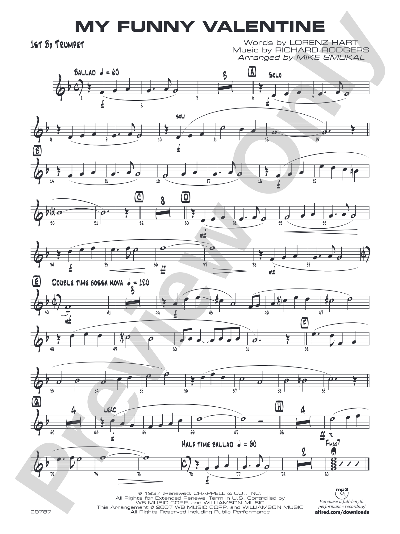 My Funny Valentine: 1st B-flat Trumpet