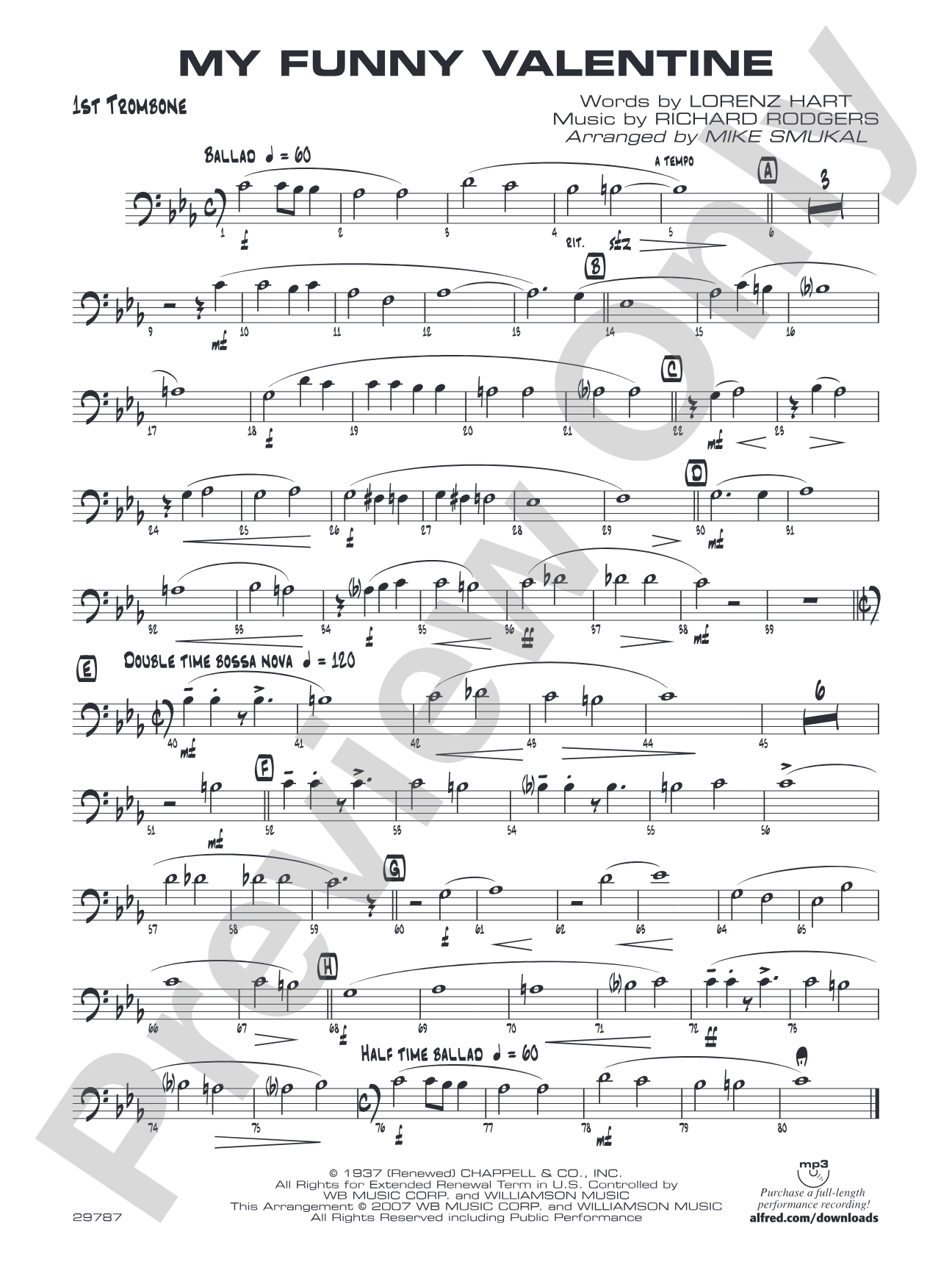 My Funny Valentine: 1st Trombone
