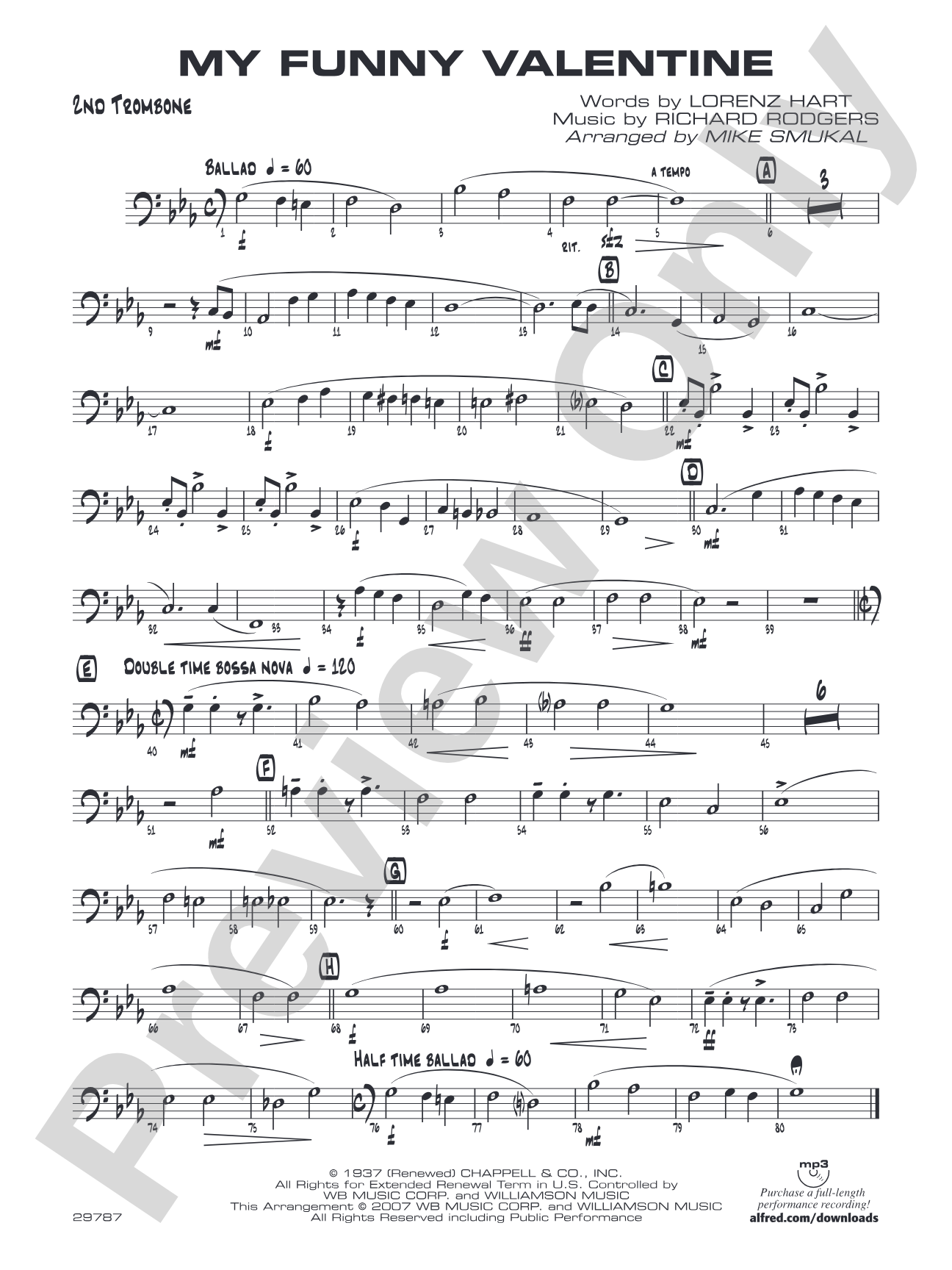 My Funny Valentine: 2nd Trombone