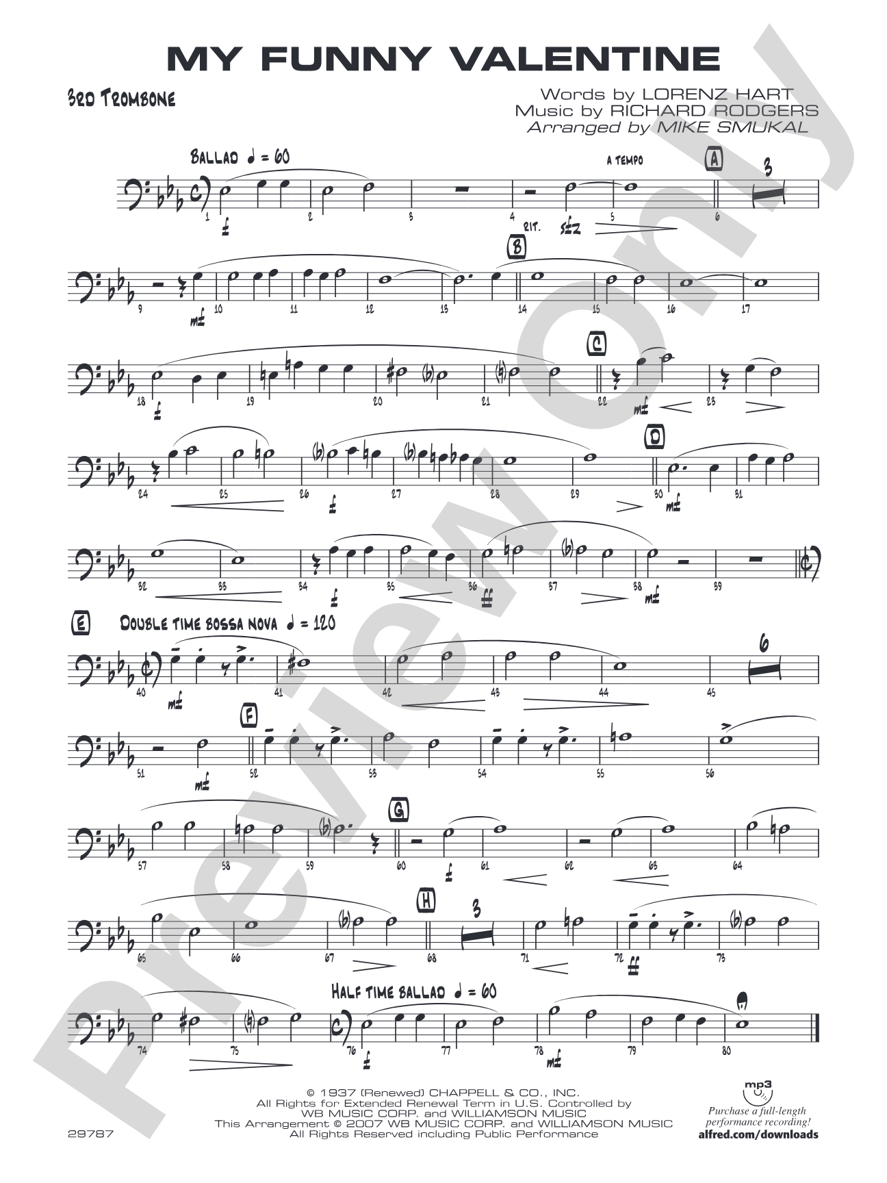 My Funny Valentine: 3rd Trombone
