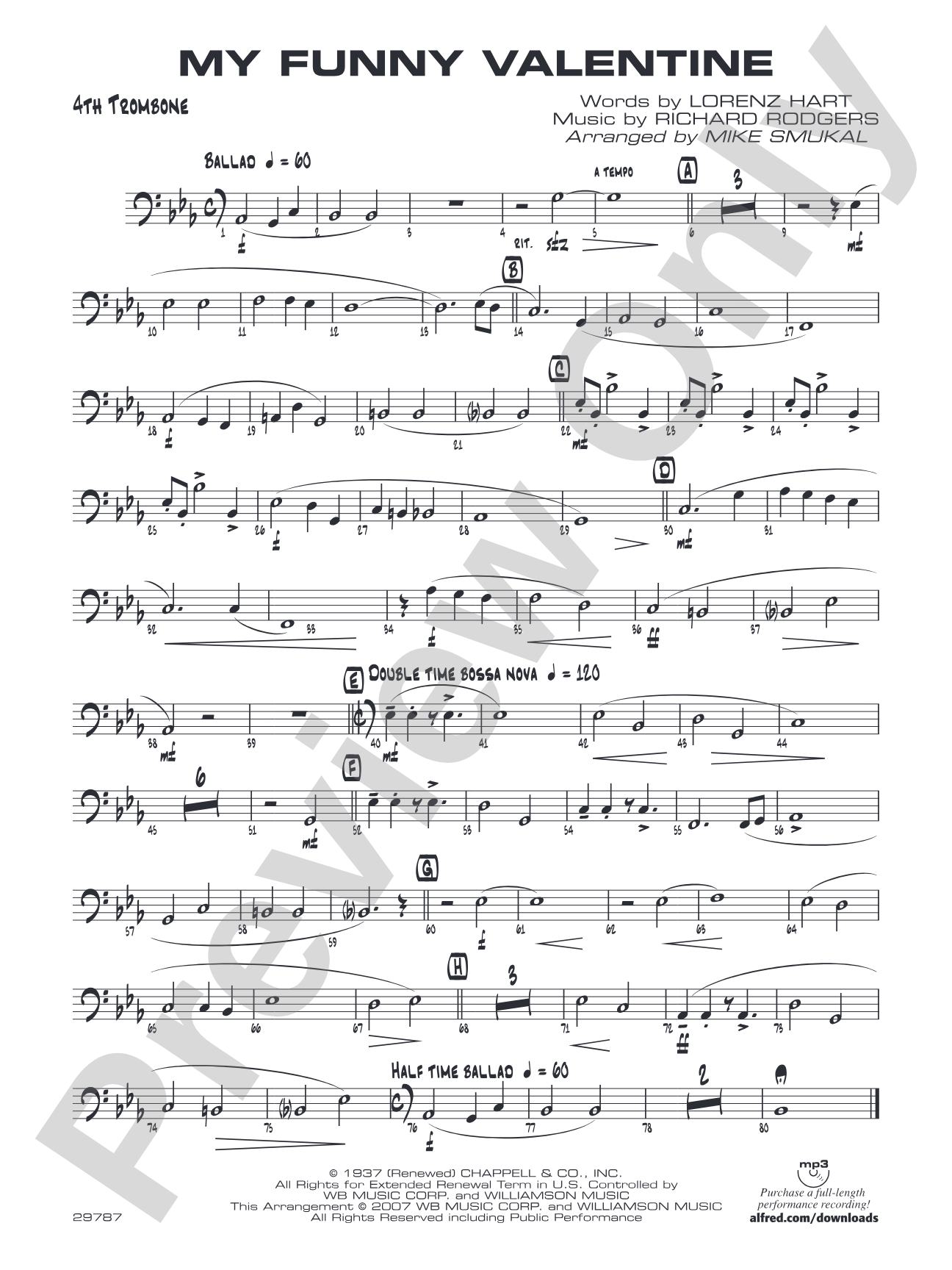 My Funny Valentine: 4th Trombone