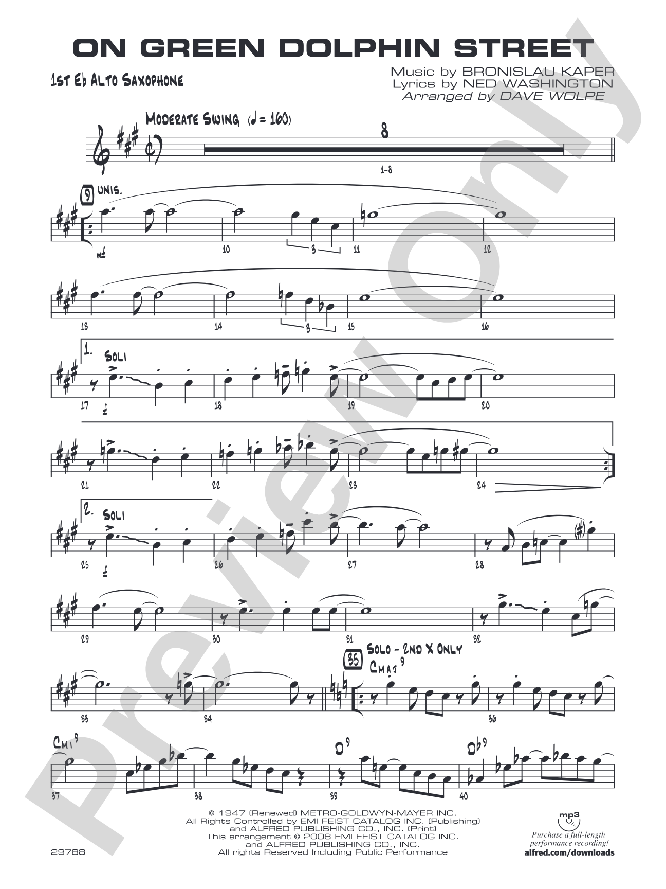 On Green Dolphin Street: E-flat Alto Saxophone
