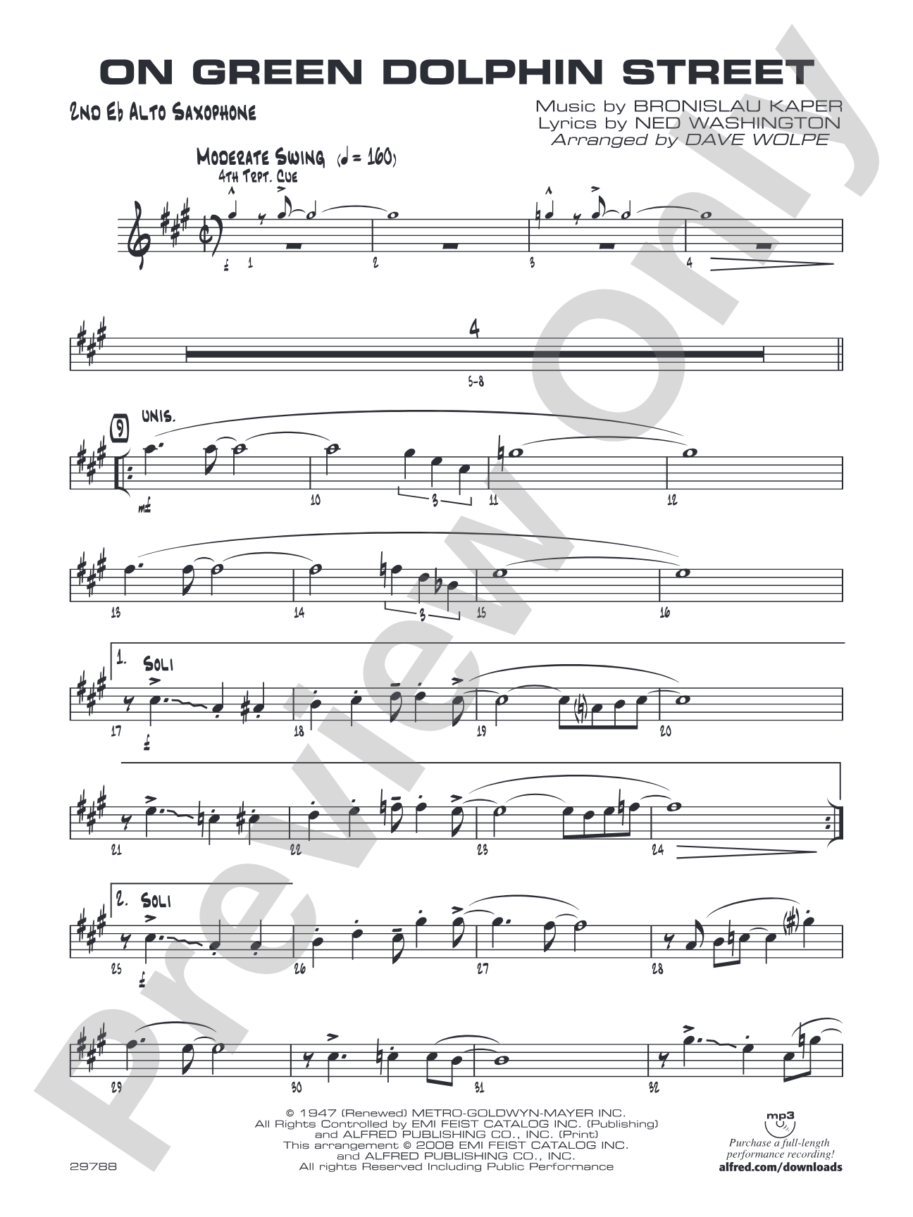 On Green Dolphin Street: 2nd E-flat Alto Saxophone
