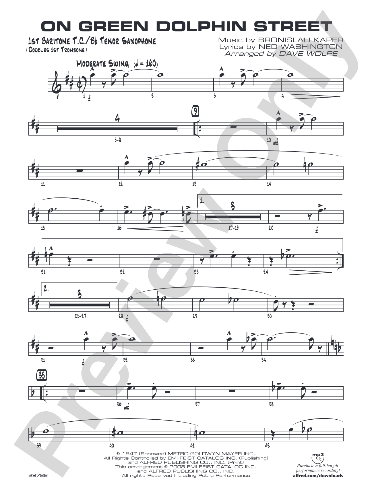 On Green Dolphin Street: Baritone T.C.