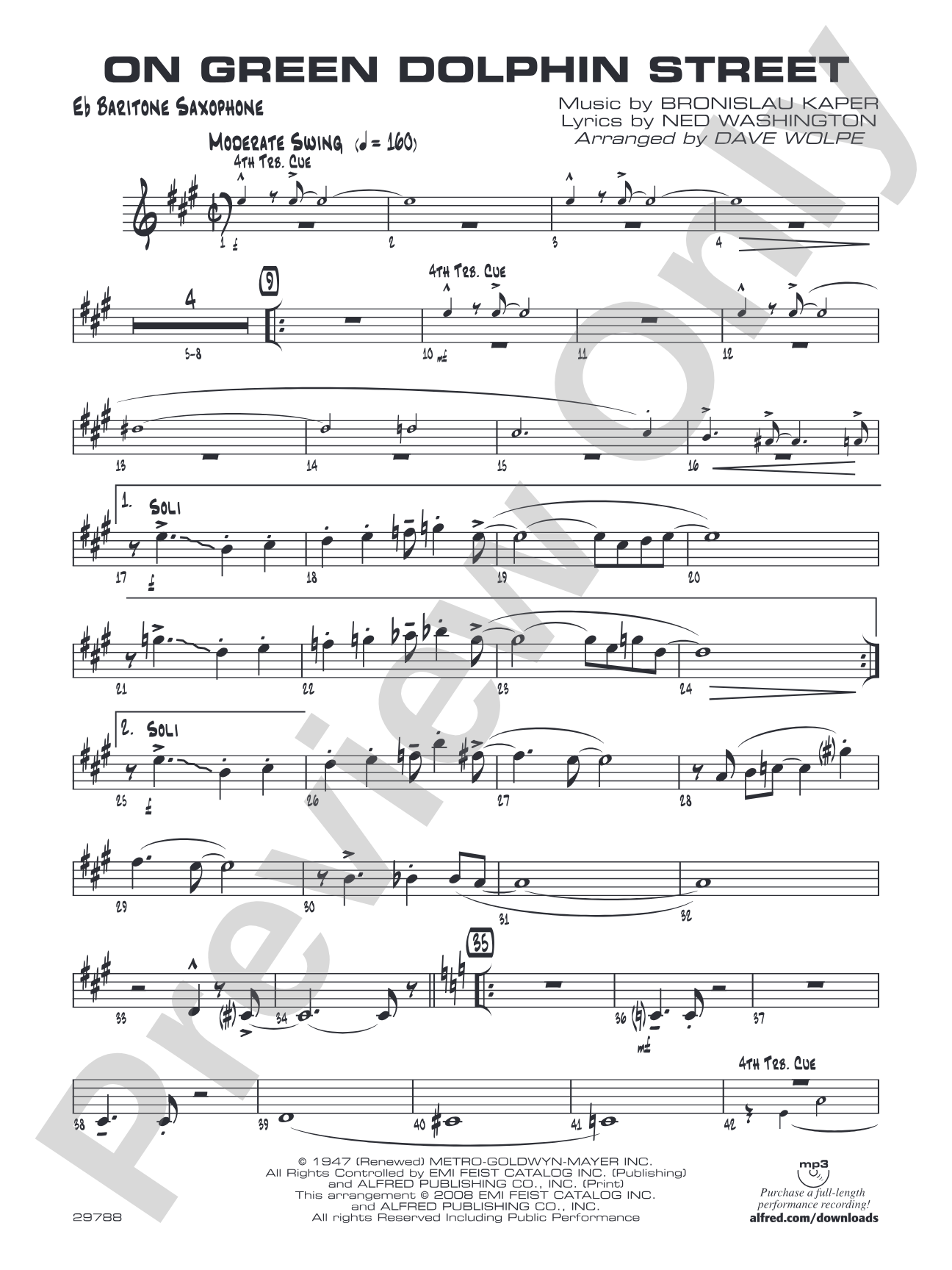 On Green Dolphin Street: E-flat Baritone Saxophone