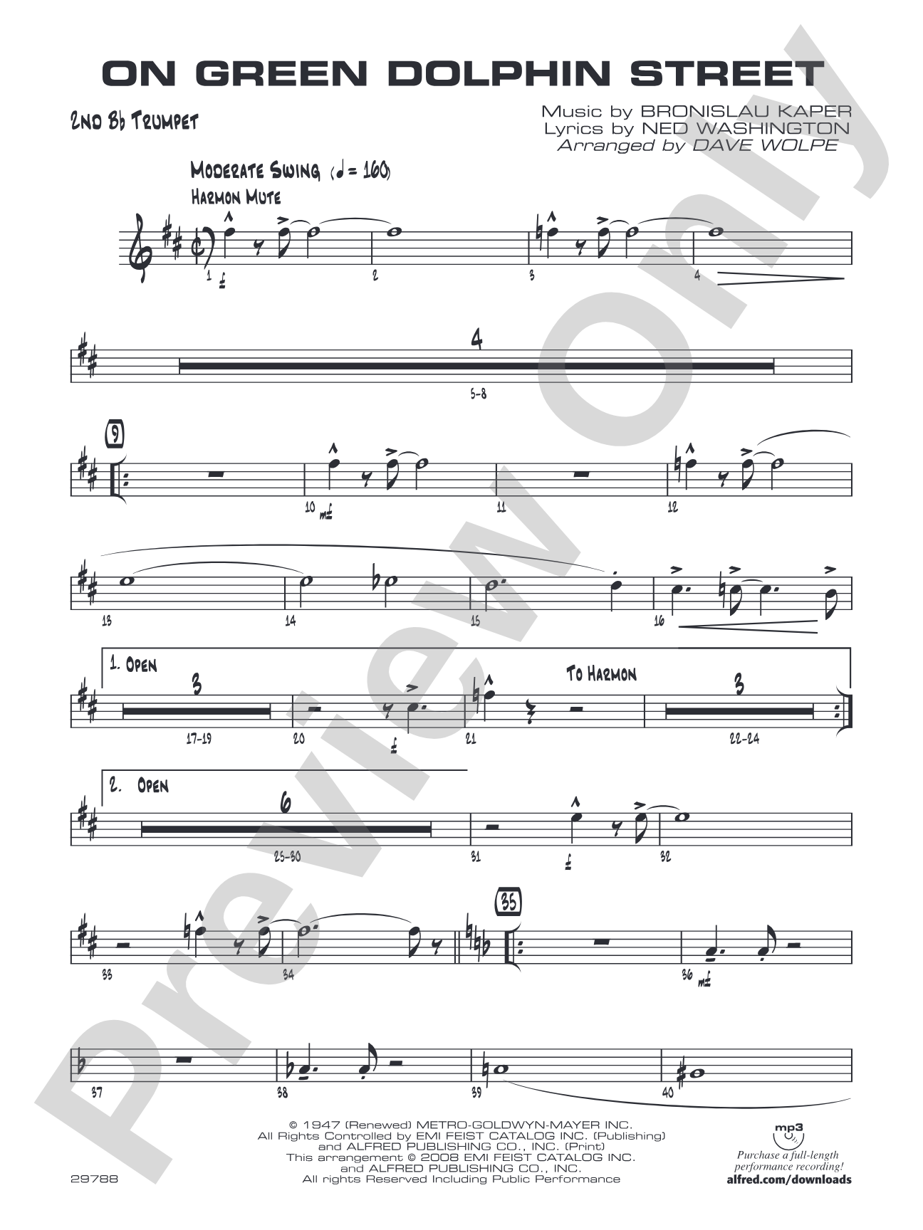 On Green Dolphin Street: 2nd B-flat Trumpet