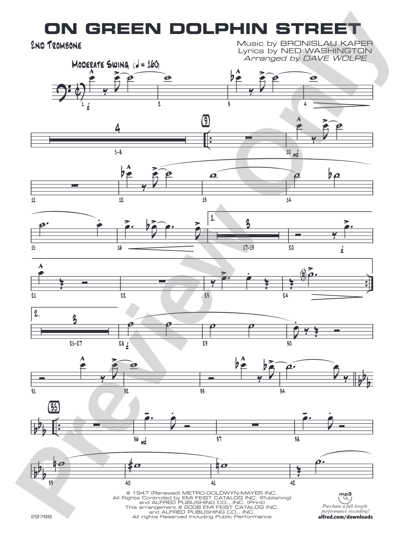 On Green Dolphin Street: 2nd Trombone