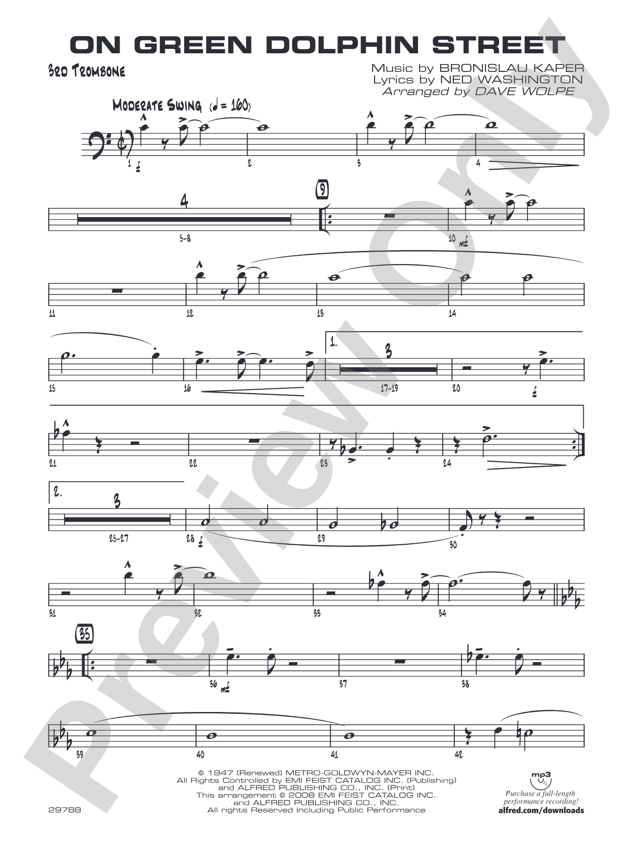 On Green Dolphin Street: 3rd Trombone
