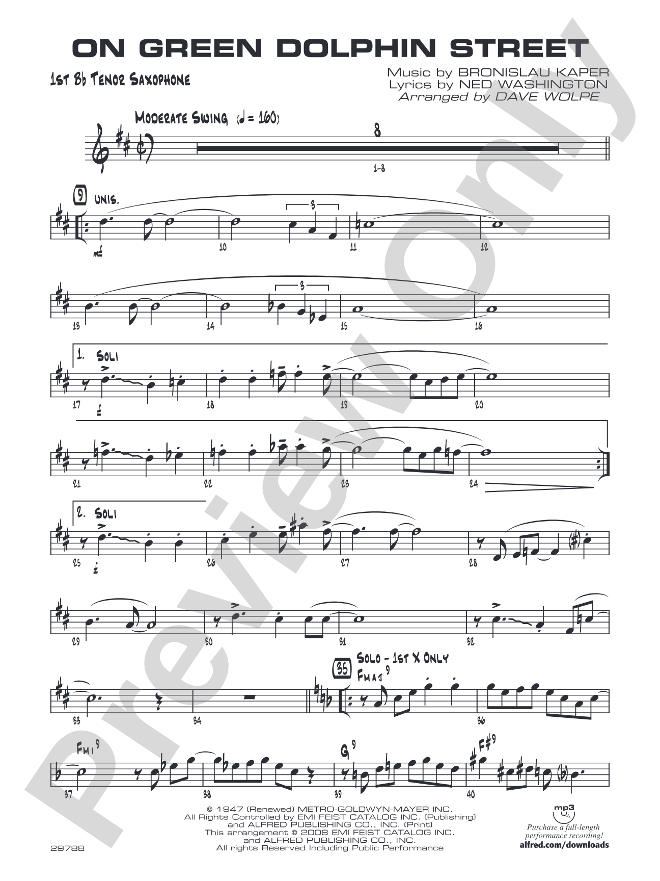 On Green Dolphin Street: B-flat Tenor Saxophone