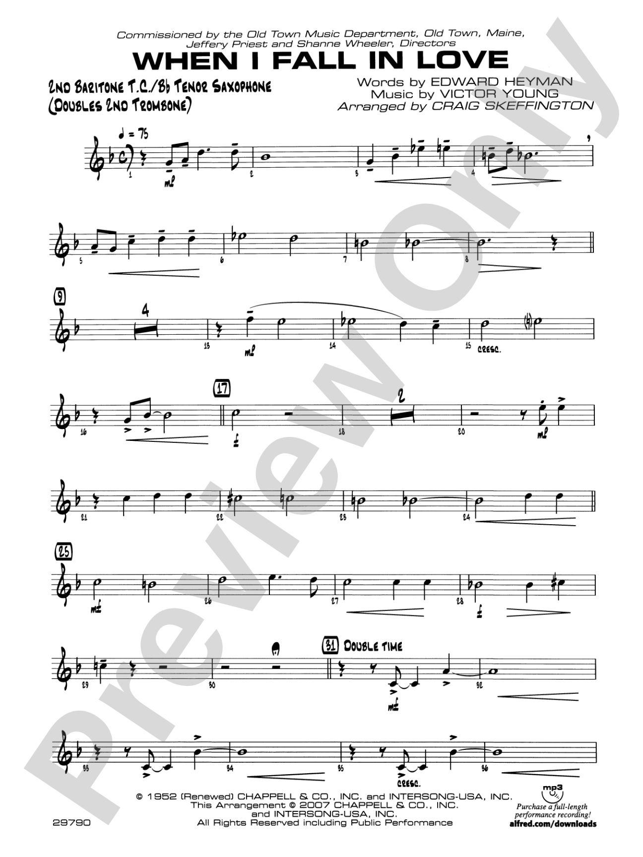 When I Fall in Love: 2nd Baritone T.C.