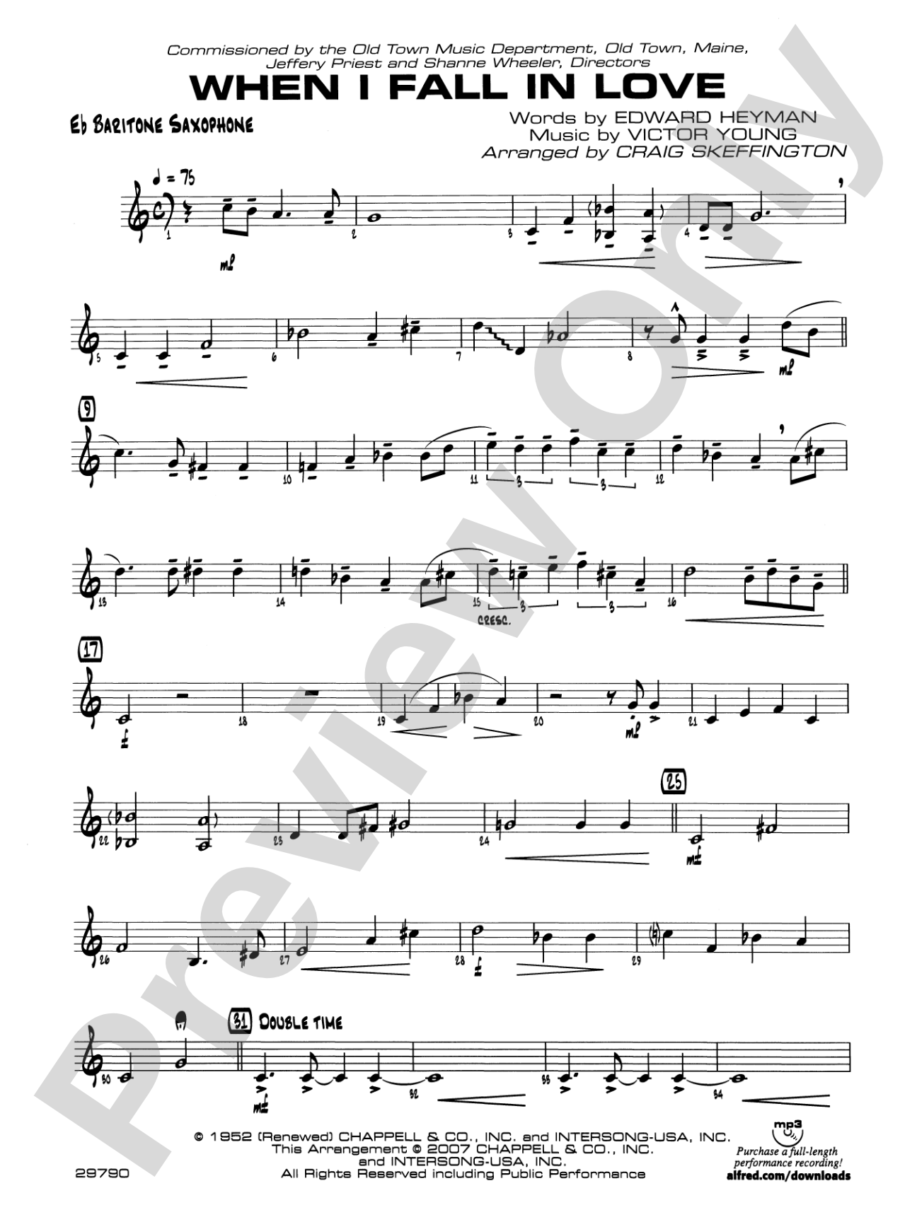 When I Fall in Love: E-flat Baritone Saxophone