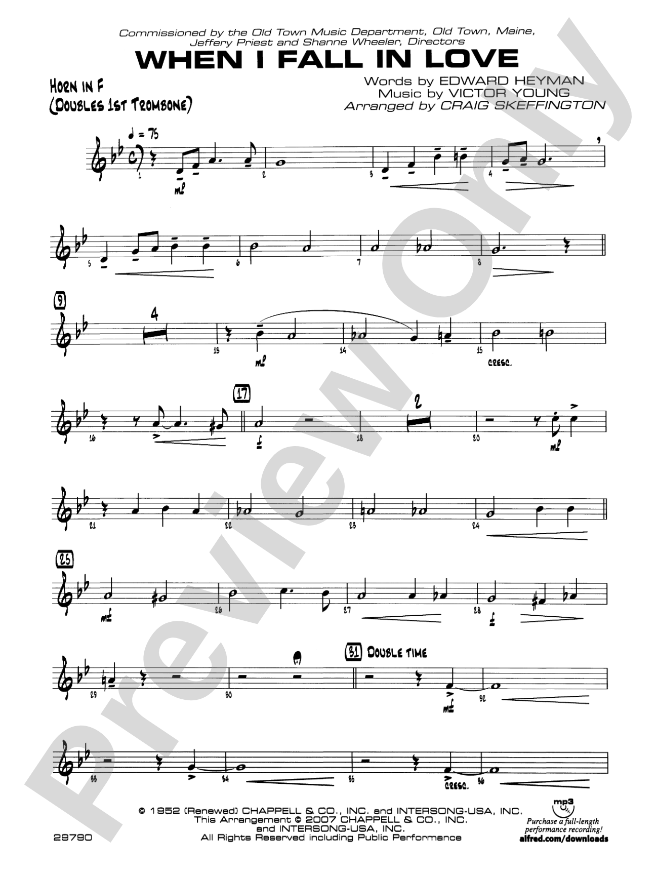 When I Fall in Love: 1st F Horn