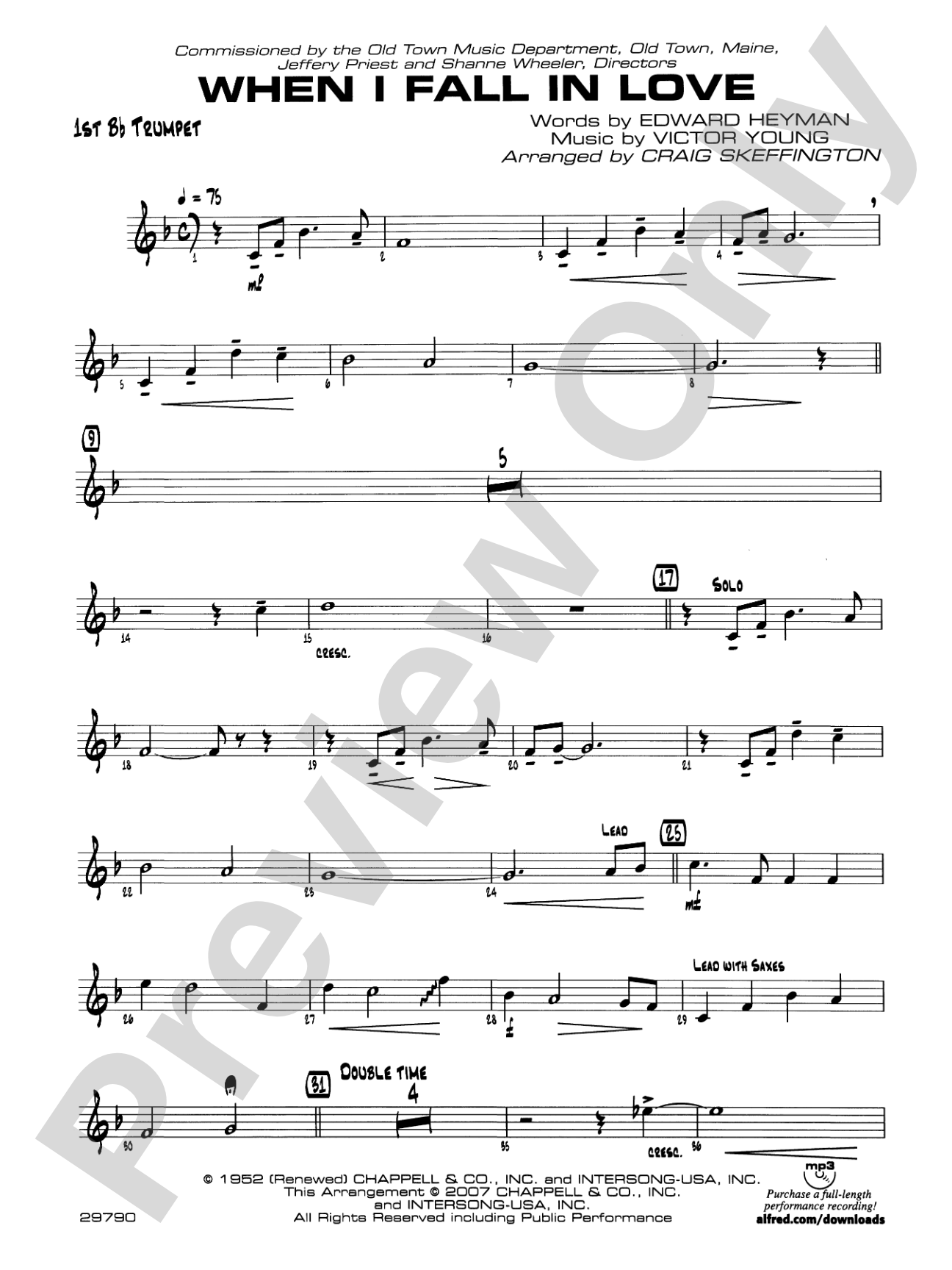 When I Fall in Love: 1st B-flat Trumpet