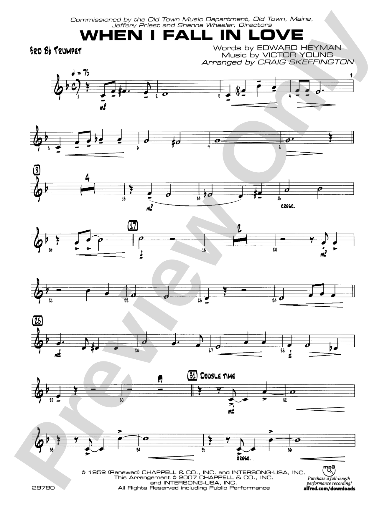 When I Fall in Love: 3rd B-flat Trumpet