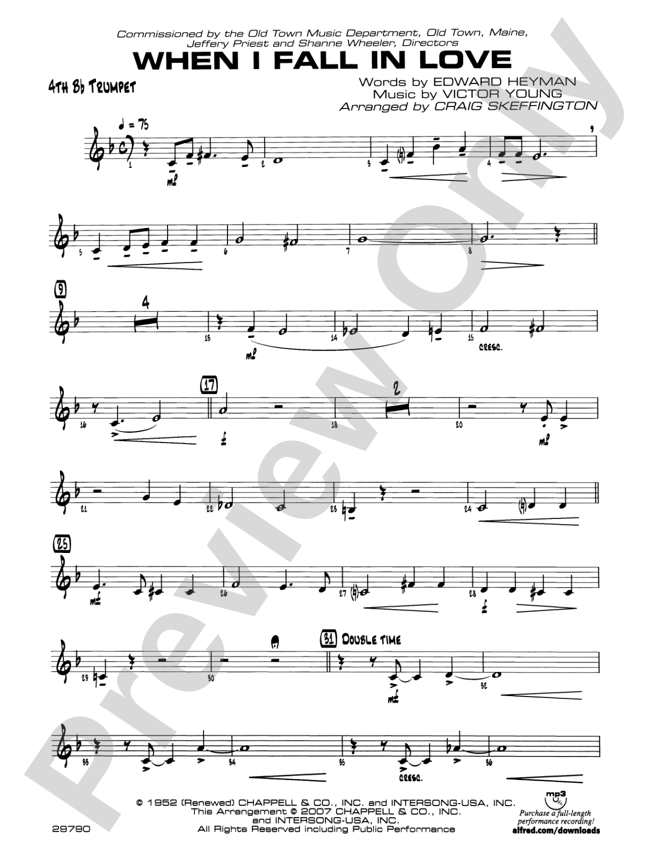 When I Fall in Love: 4th B-flat Trumpet