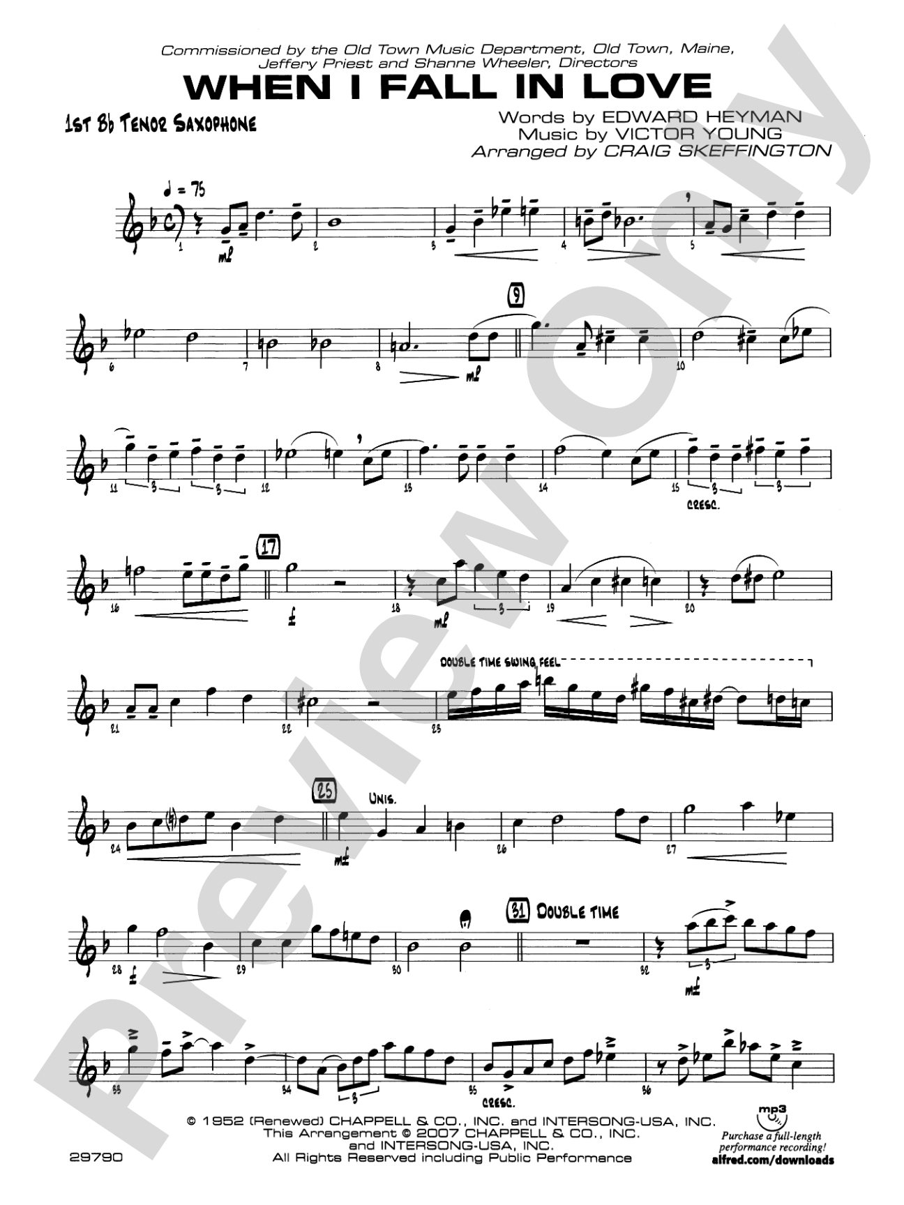 When I Fall in Love: B-flat Tenor Saxophone