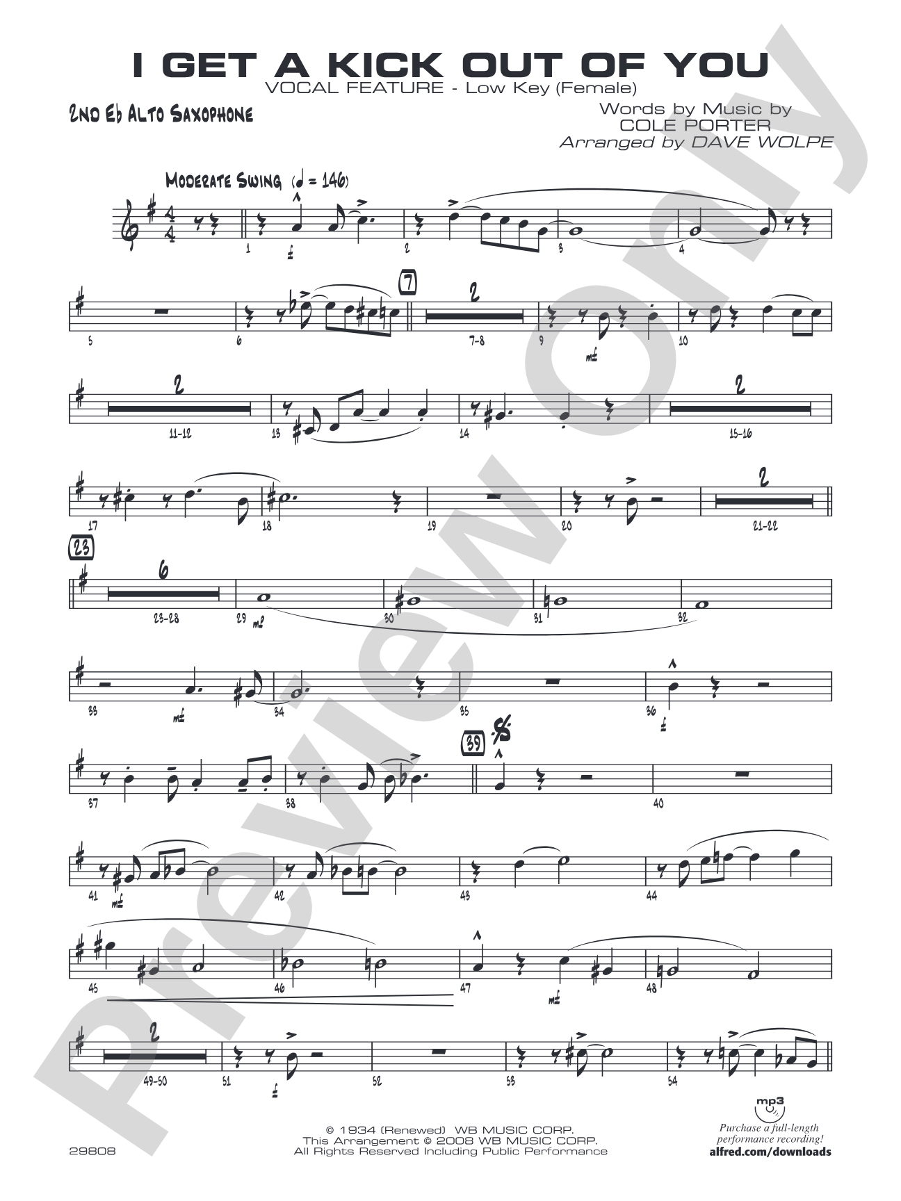 I Get a Kick Out of You: 2nd E-flat Alto Saxophone