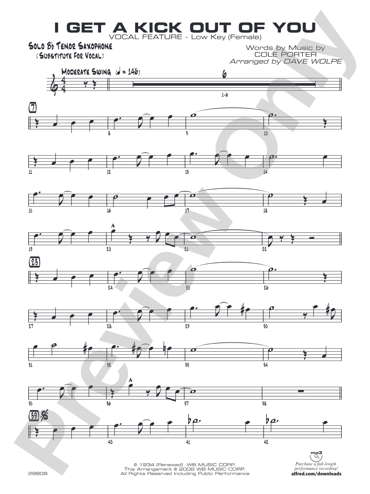 I Get a Kick Out of You: Solo Tenor Saxophone