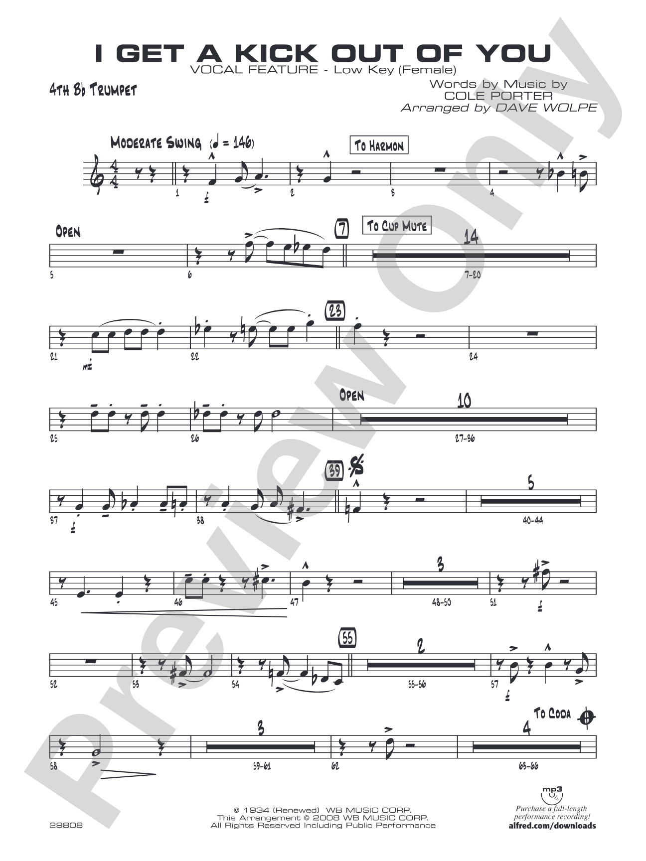 I Get a Kick Out of You: 4th B-flat Trumpet