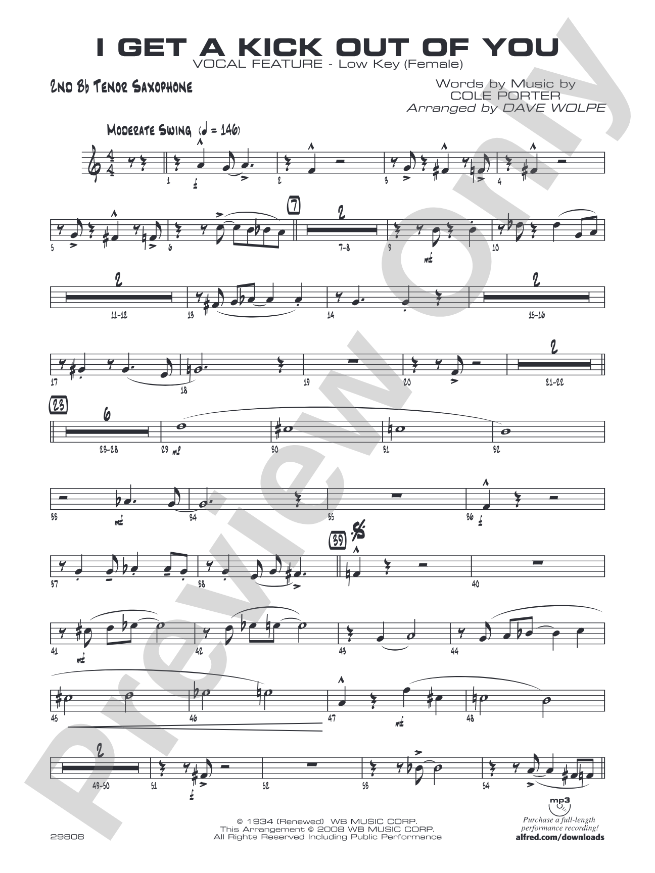 I Get a Kick Out of You: 2nd B-flat Tenor Saxophone