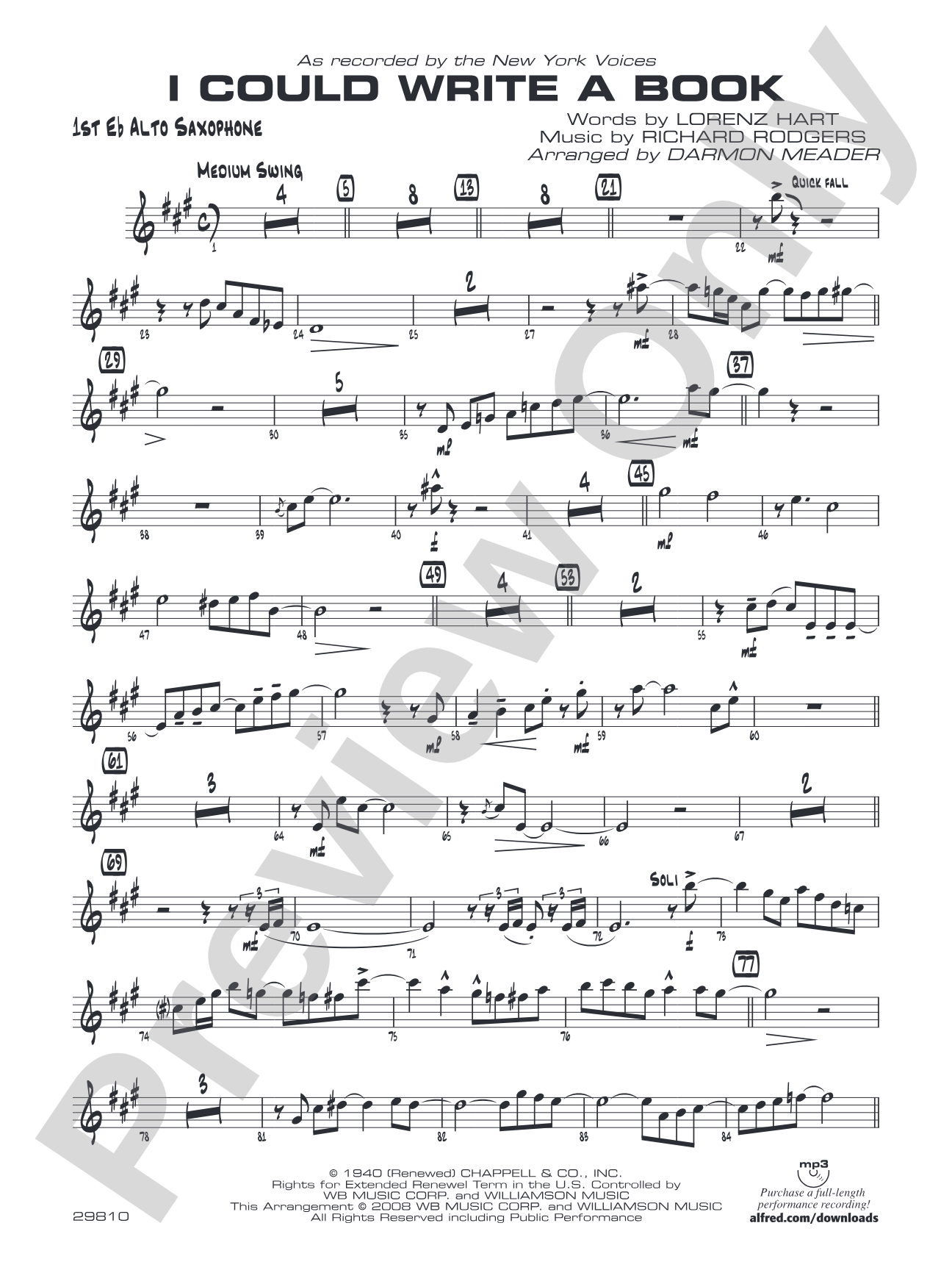 I Could Write a Book: E-flat Alto Saxophone