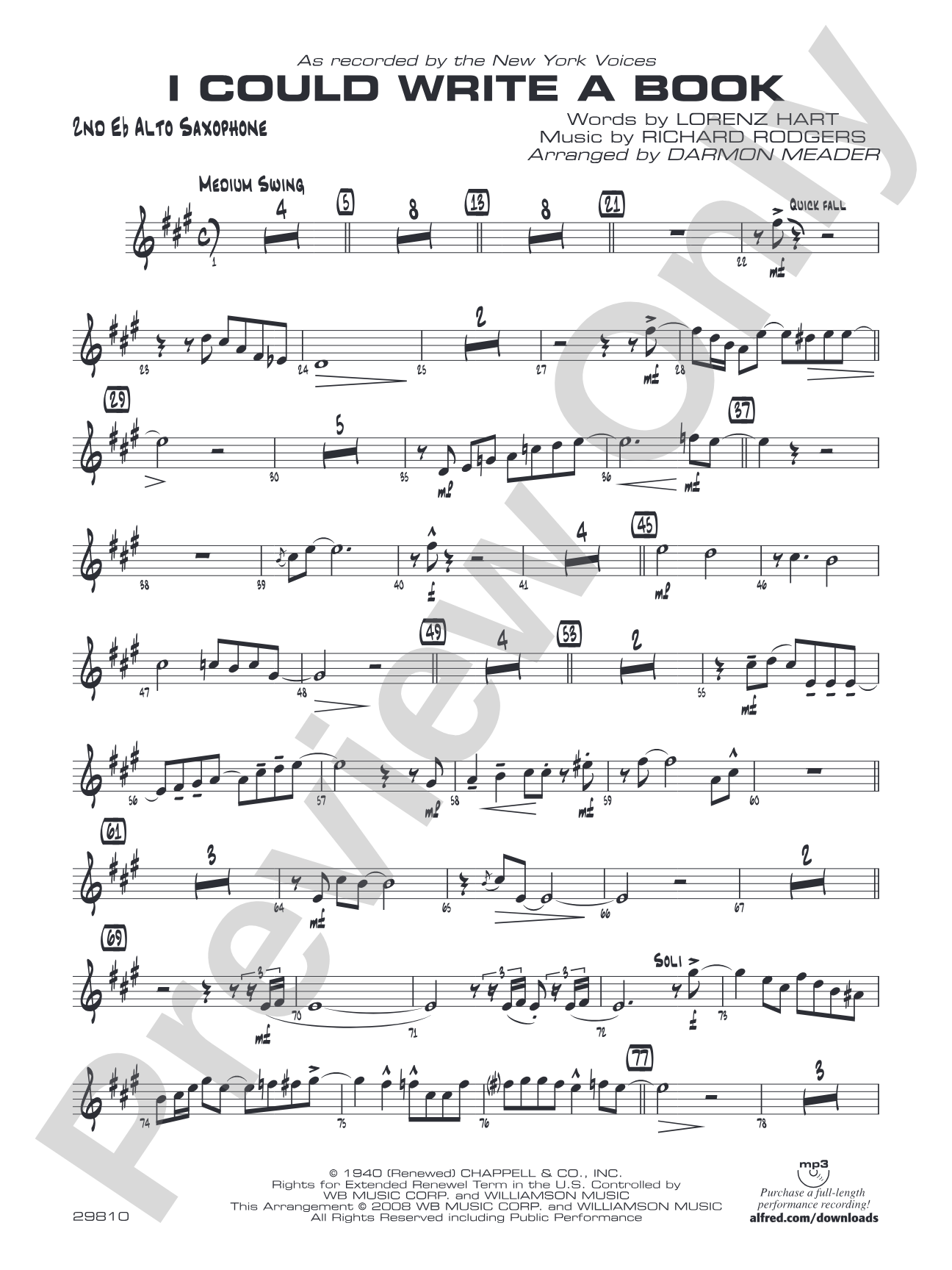 I Could Write a Book: 2nd E-flat Alto Saxophone