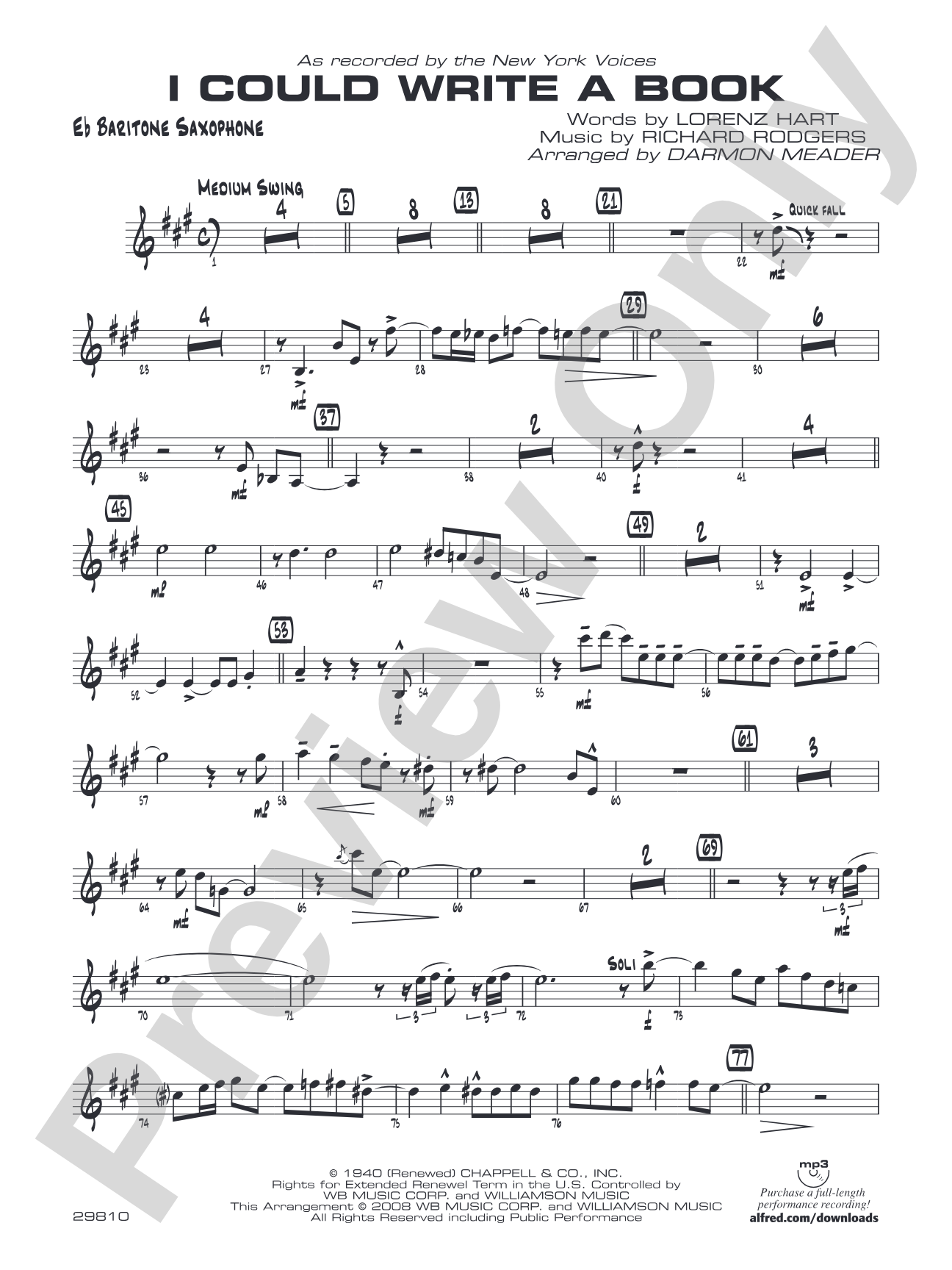 I Could Write a Book: E-flat Baritone Saxophone