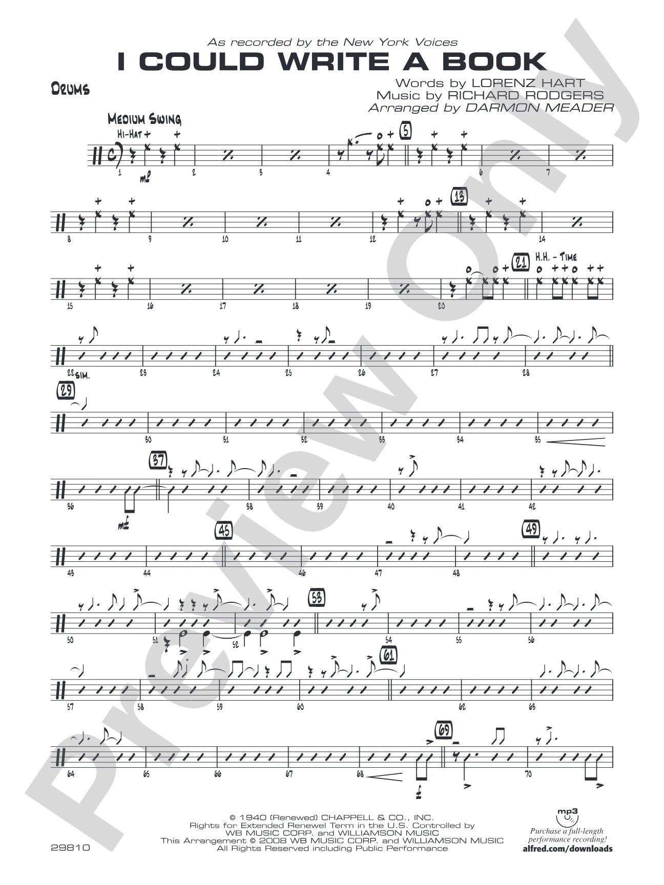 I Could Write a Book: Drums