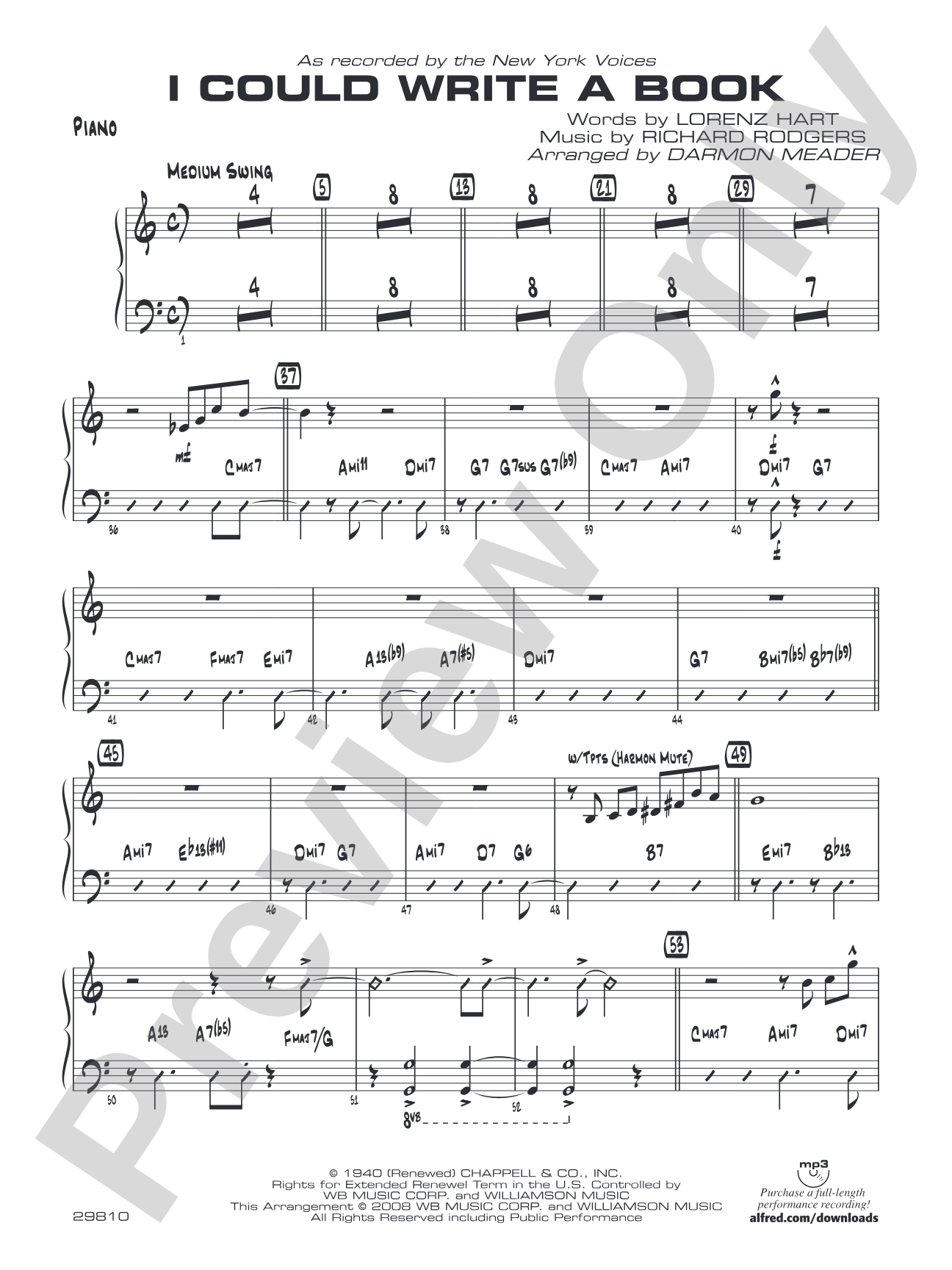 I Could Write a Book: Piano Accompaniment