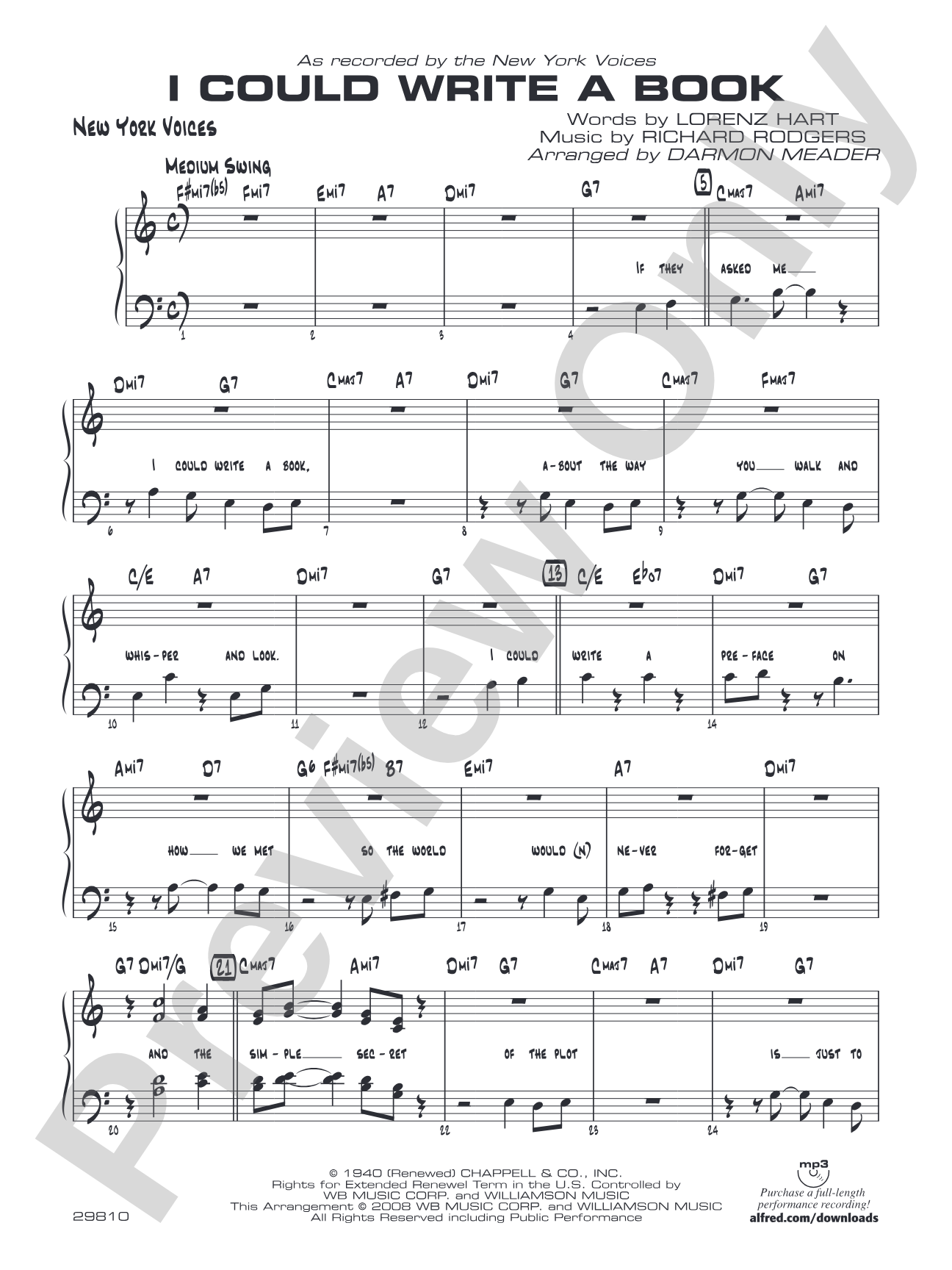 I Could Write a Book: SATB Vocals