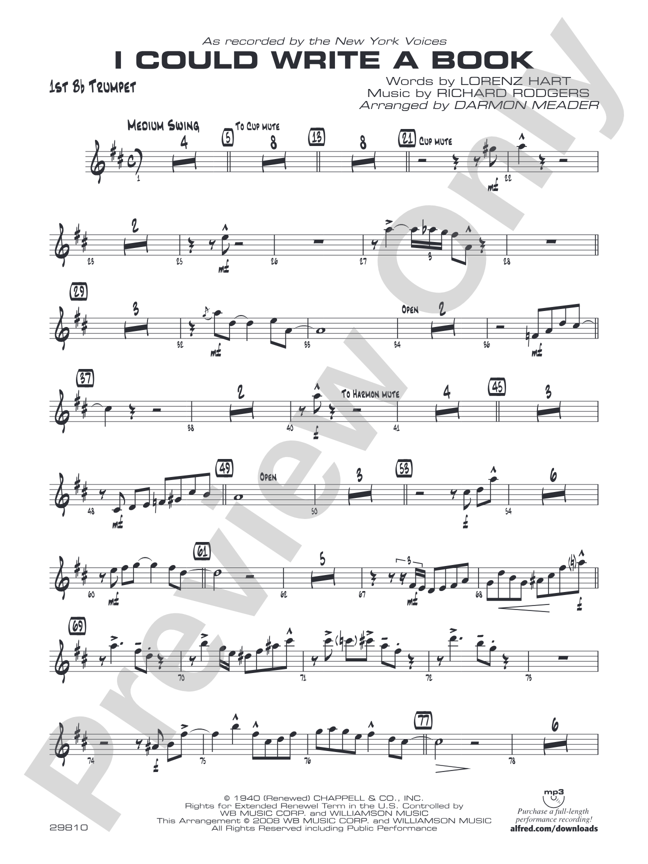 I Could Write a Book: 1st B-flat Trumpet