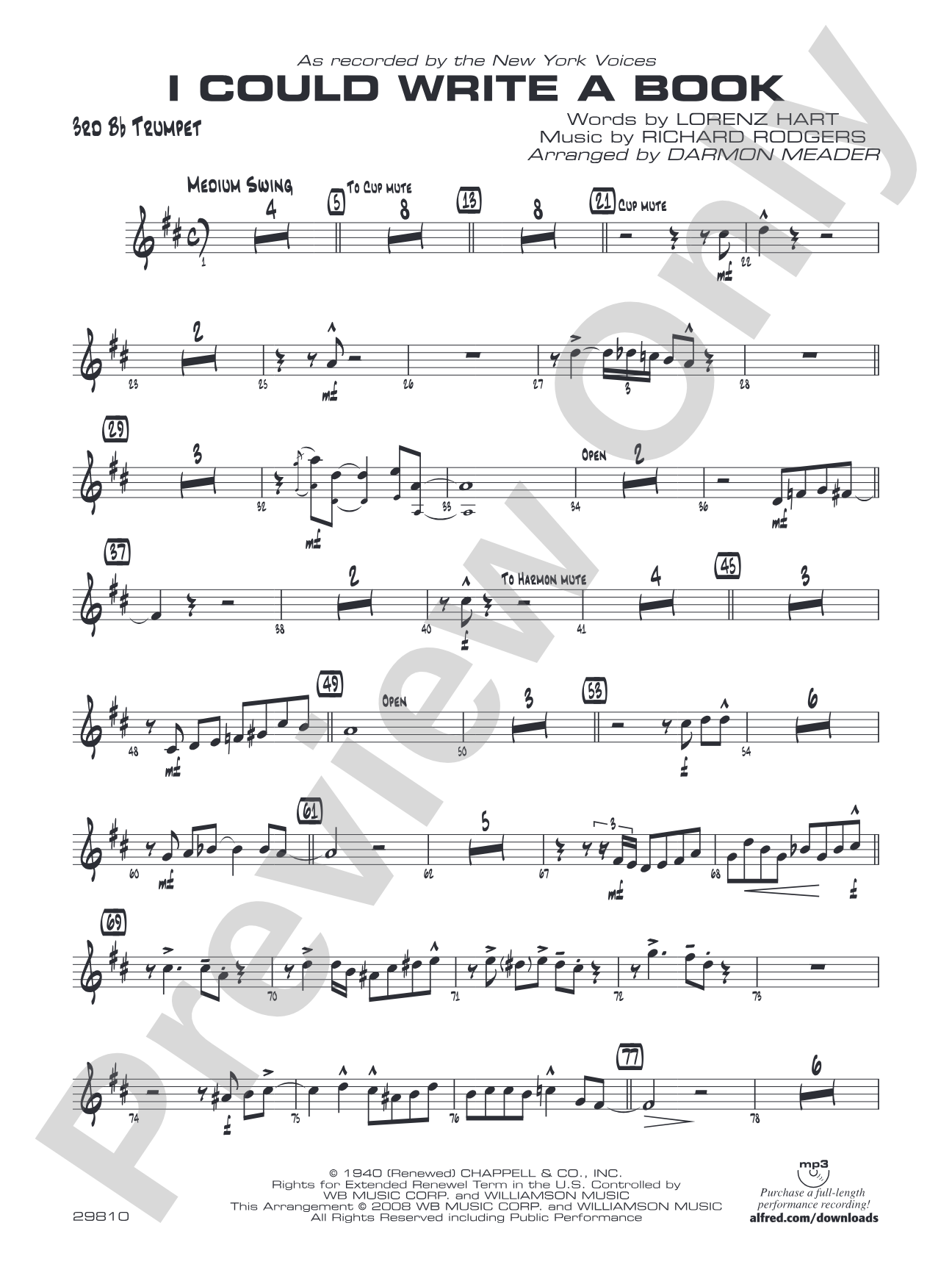 I Could Write a Book: 3rd B-flat Trumpet