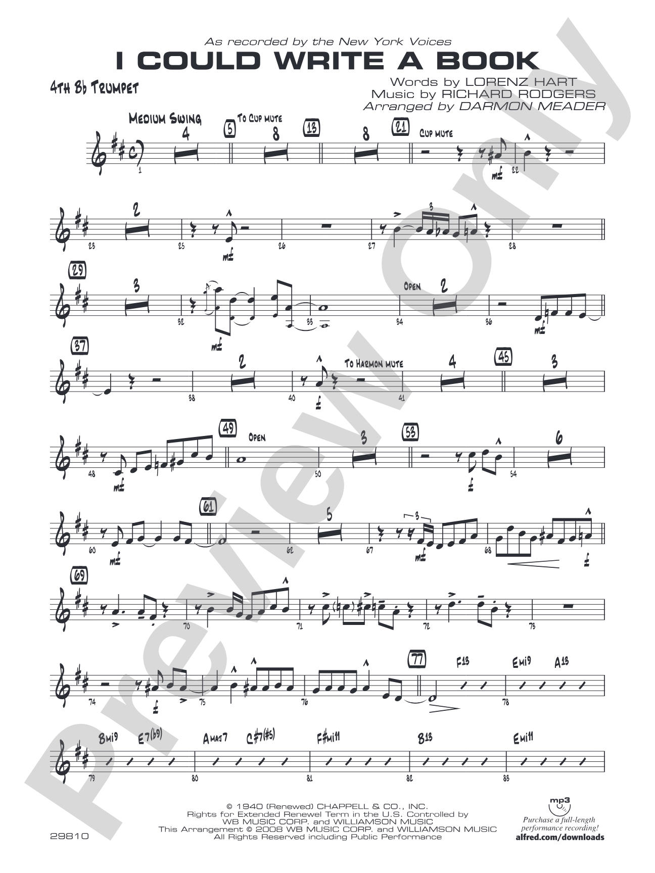 I Could Write a Book: 4th B-flat Trumpet
