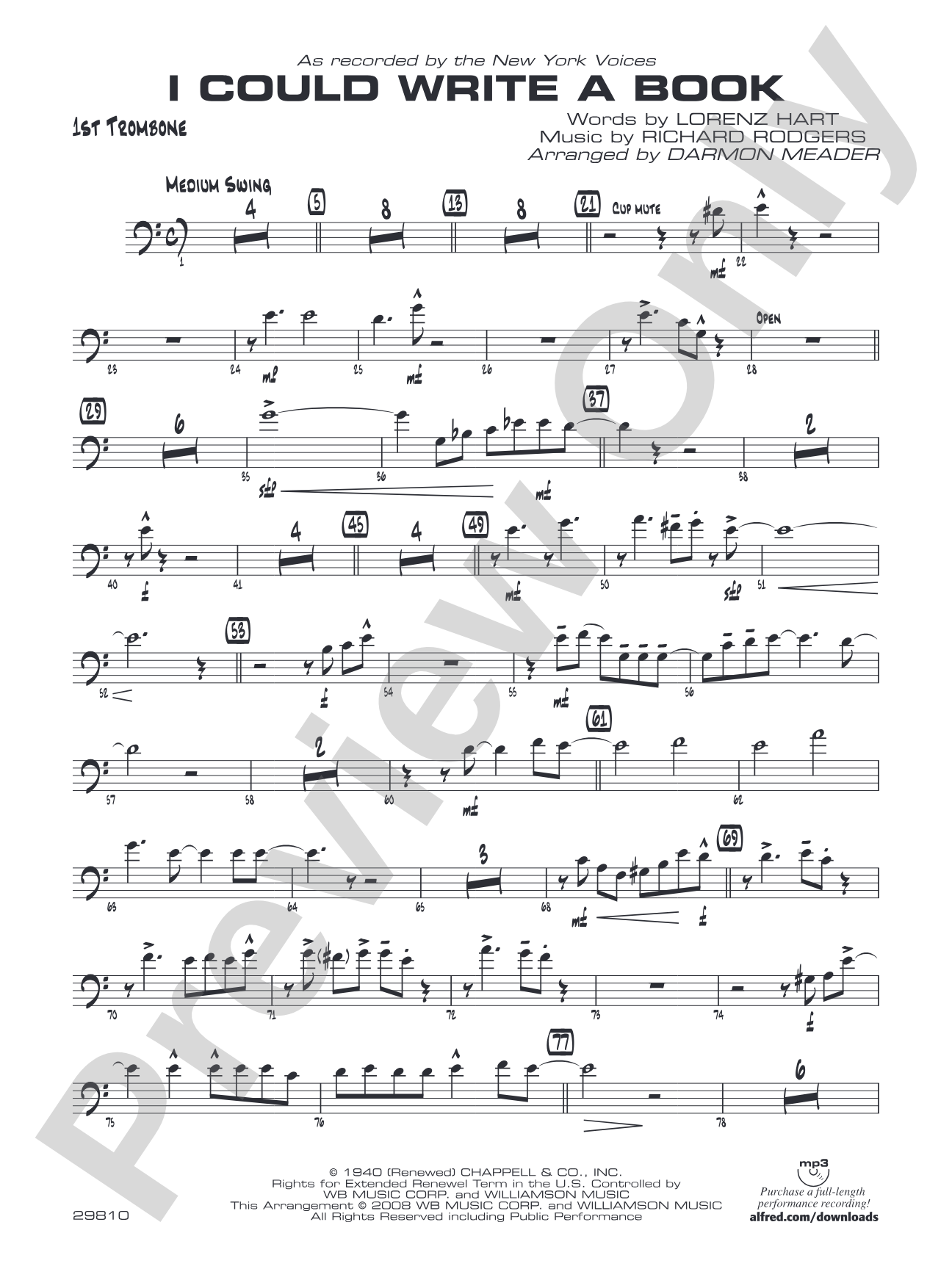 I Could Write a Book: 1st Trombone