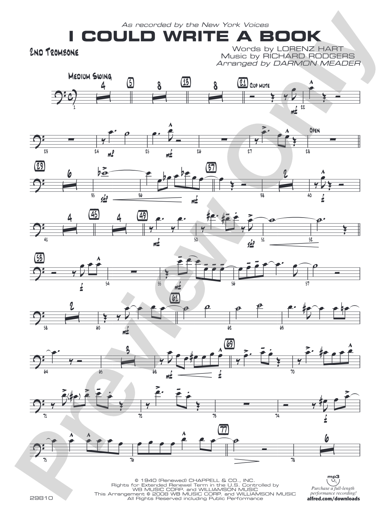 I Could Write a Book: 2nd Trombone
