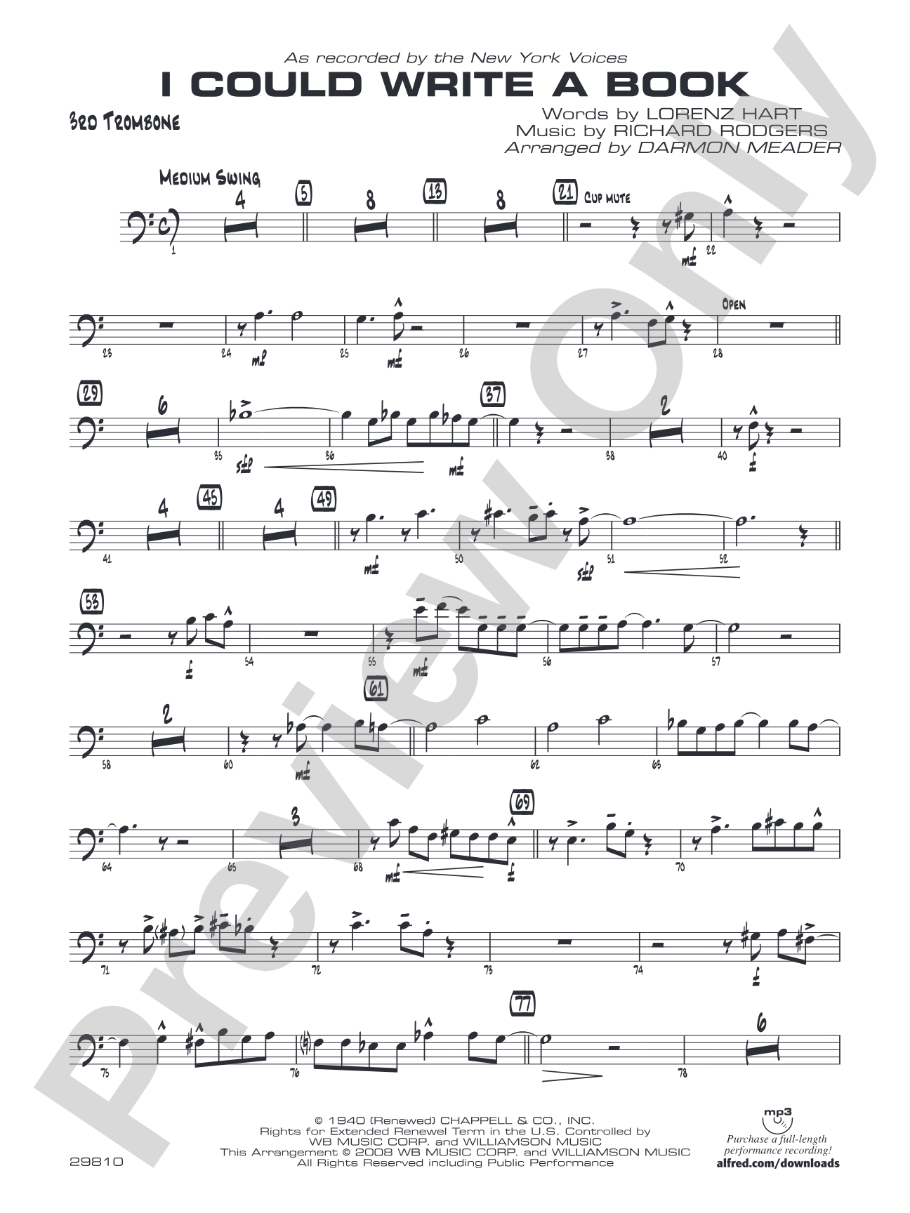 I Could Write a Book: 3rd Trombone
