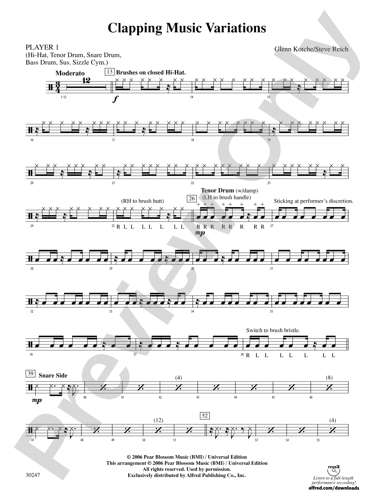Clapping Music Variations: 1st Percussion