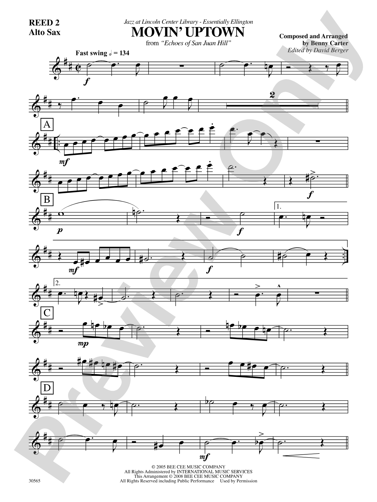 Movin' Uptown: 2nd E-flat Alto Saxophone
