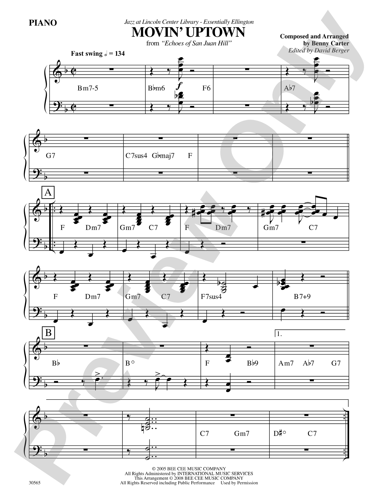 Movin' Uptown: Piano Accompaniment
